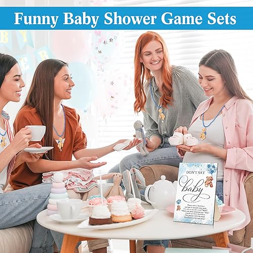 Miniatura 6 de Roowest Juego de 51 piezas de letrero de oso de madera con texto en inglés "Don't Say Baby Show", juego de regalo para decoración de mesa, 50