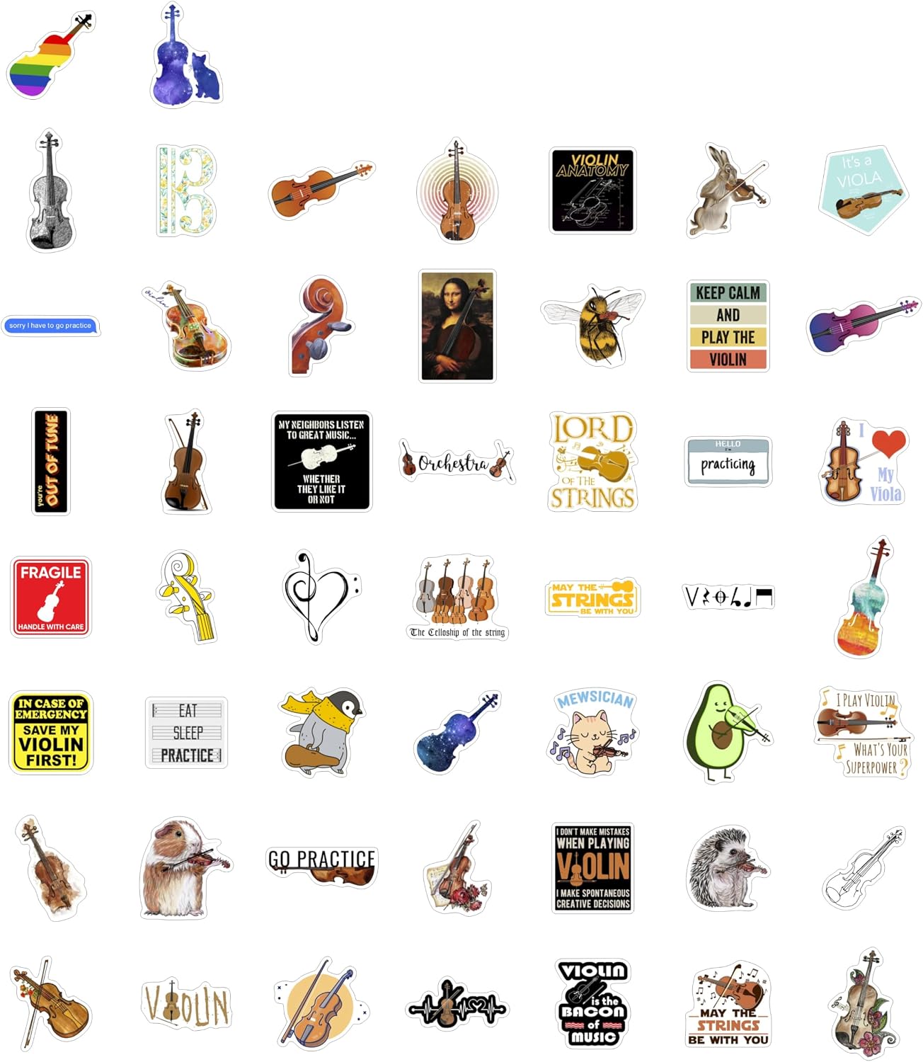 100Pcs Violin Stickers for Water Bottle and Laptop - Violin Party Supplies & Decorations, Waterproof Vinyl Decals, Music and Instrument Stickers, Gifts for Women & Men image 3