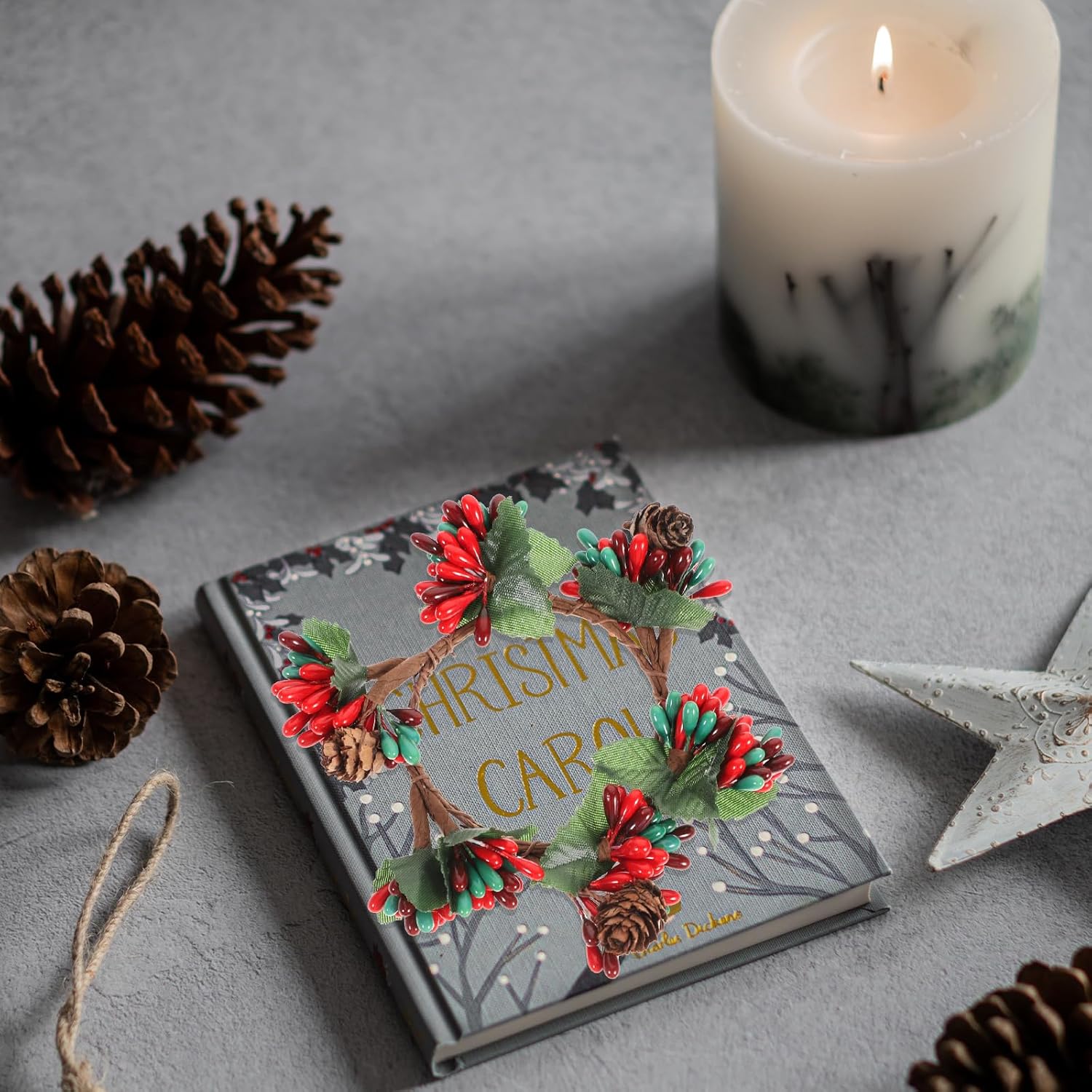 6Pcs Pine Cone Garland Decoration 3.14In Diameter Handmade Hanging Pinecone Garland for Christmas Wedding Party Home Seasonal Decor - Image 7