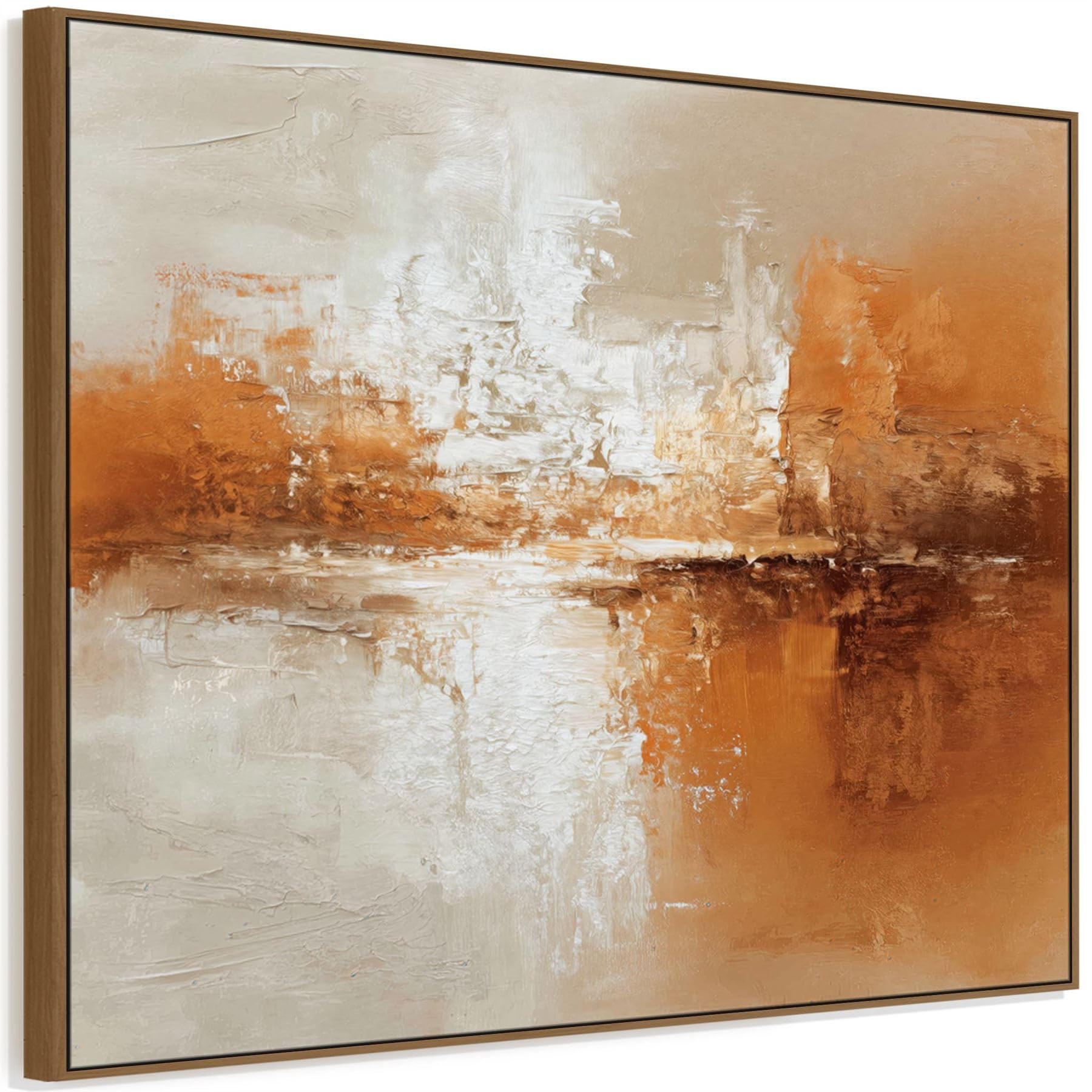 Wallfillers Orange Rust Abstract Framed Artwork - Smouldering Horizon (123Cm X 97Cm)