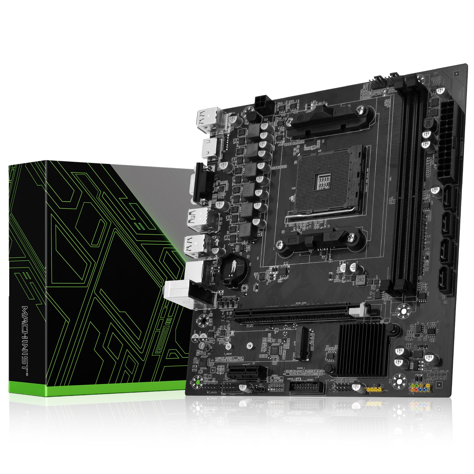 MACHINIST Scheda madre B450 per processori AMD AM4 Socket Ryzen 1-5a generazione (DDR4 Max 64GB, NVME/NGFF M.2, SATA 3.0, PCIe 3.0, USB 3.0, Gigabit LAN, DP VGA HDMI-compatibile)