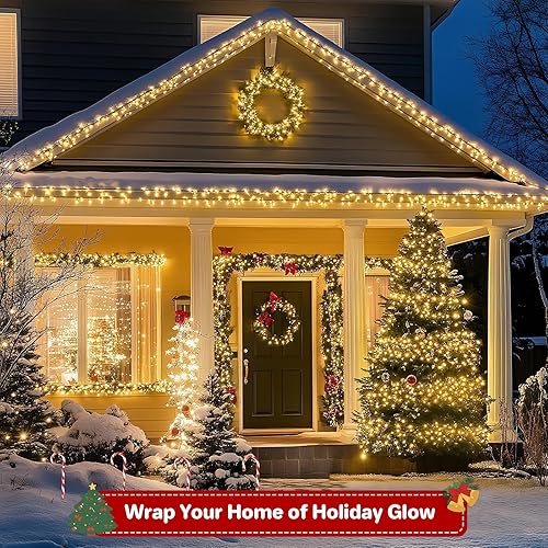 Miniatura 7 de 200 luces LED de Navidad de 66 pies, luces de Navidad parpadeantes con 8 modos y temporizador, luces de árbol de Navidad impermeables al aire libre