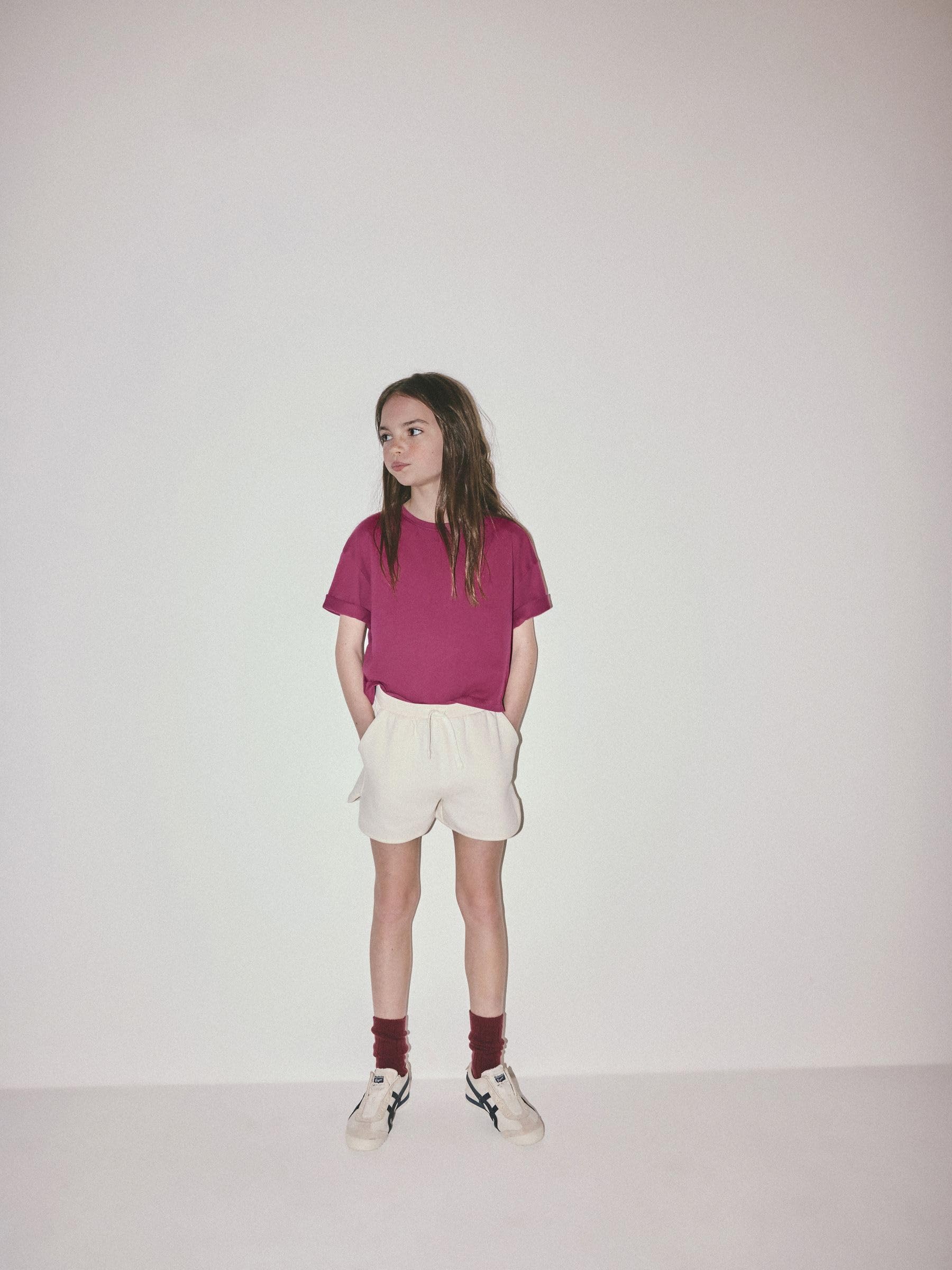 THE SET Fille T-Shirt Oversize Court, Lot de 5 | Coupe standard, 100 % coton