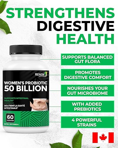 Miniatura 4 de RENEW ACTIVES Probióticos para mujeres 50 mil millones de UFC por 2 cápsulas Tecnología MAKTREK, 4 cepas probióticas y mezcla de prebióticos Apoya