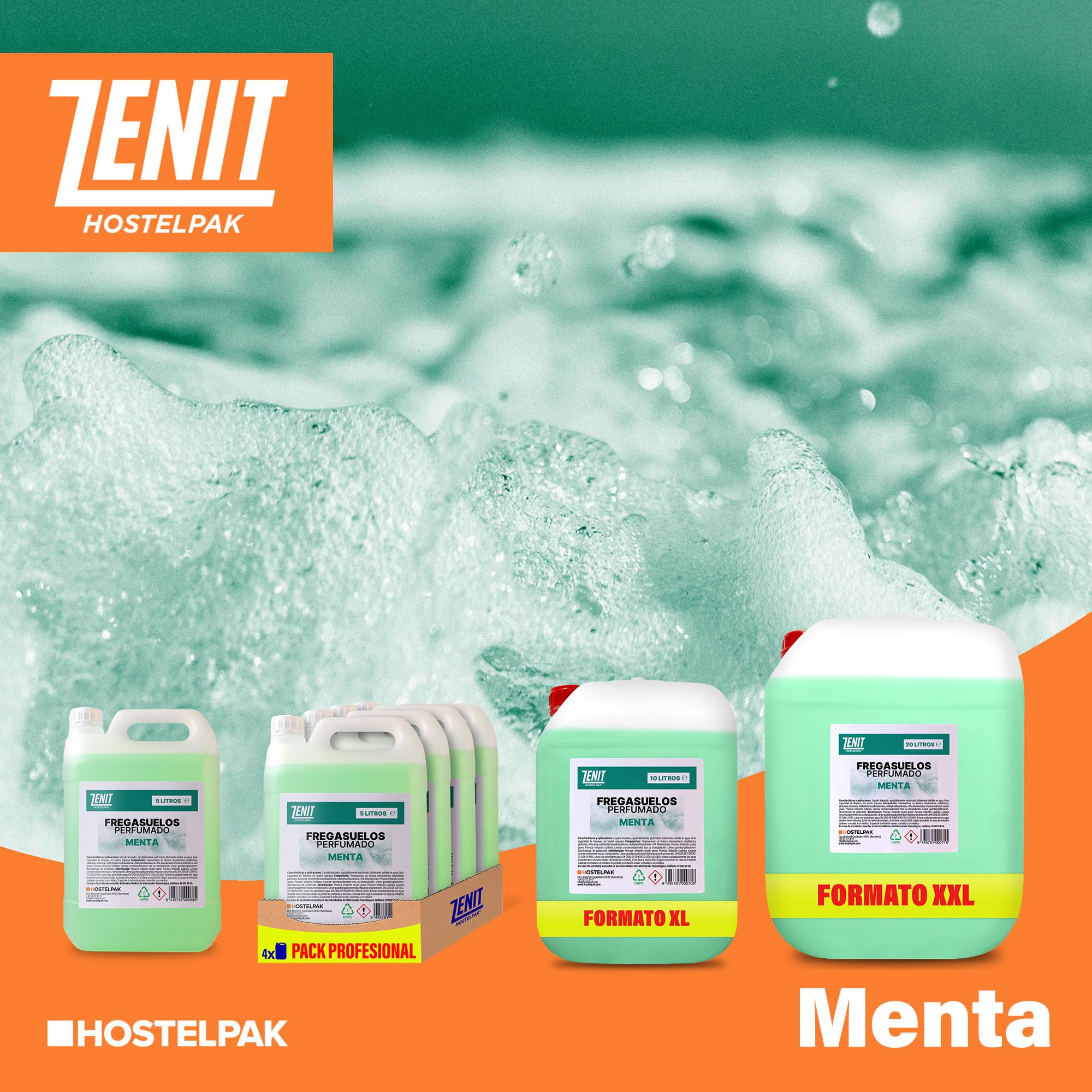 4 x 5 l – Nettoyeur de sol parfumé à la menthe poivrée professionnelle pour tous types de sols, arôme agréable et durable