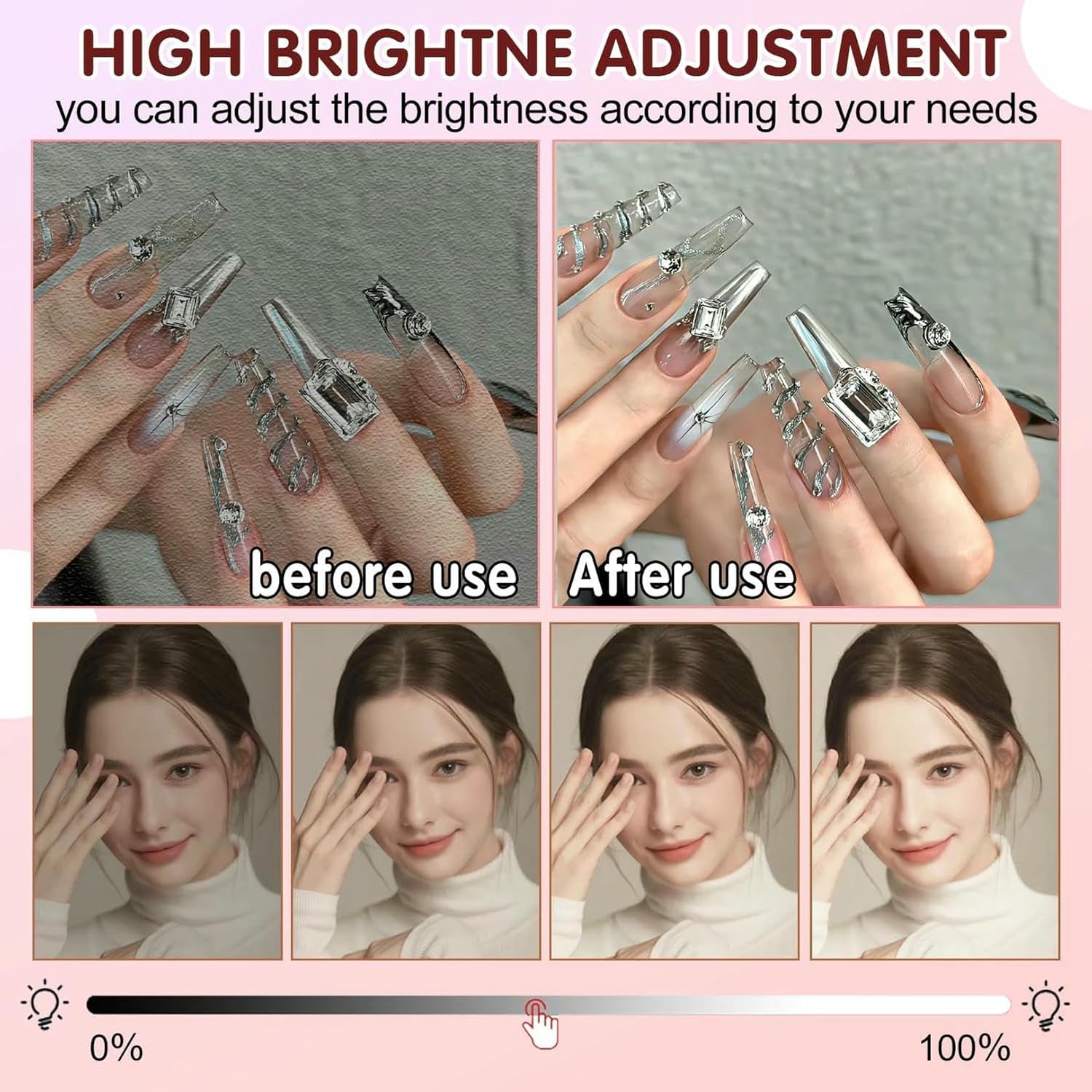 31in Foldable Half Moon Light, Professiona Half Moon Light for Nail Desk, LED Arch Nail Tech Table Lamp with Holder..