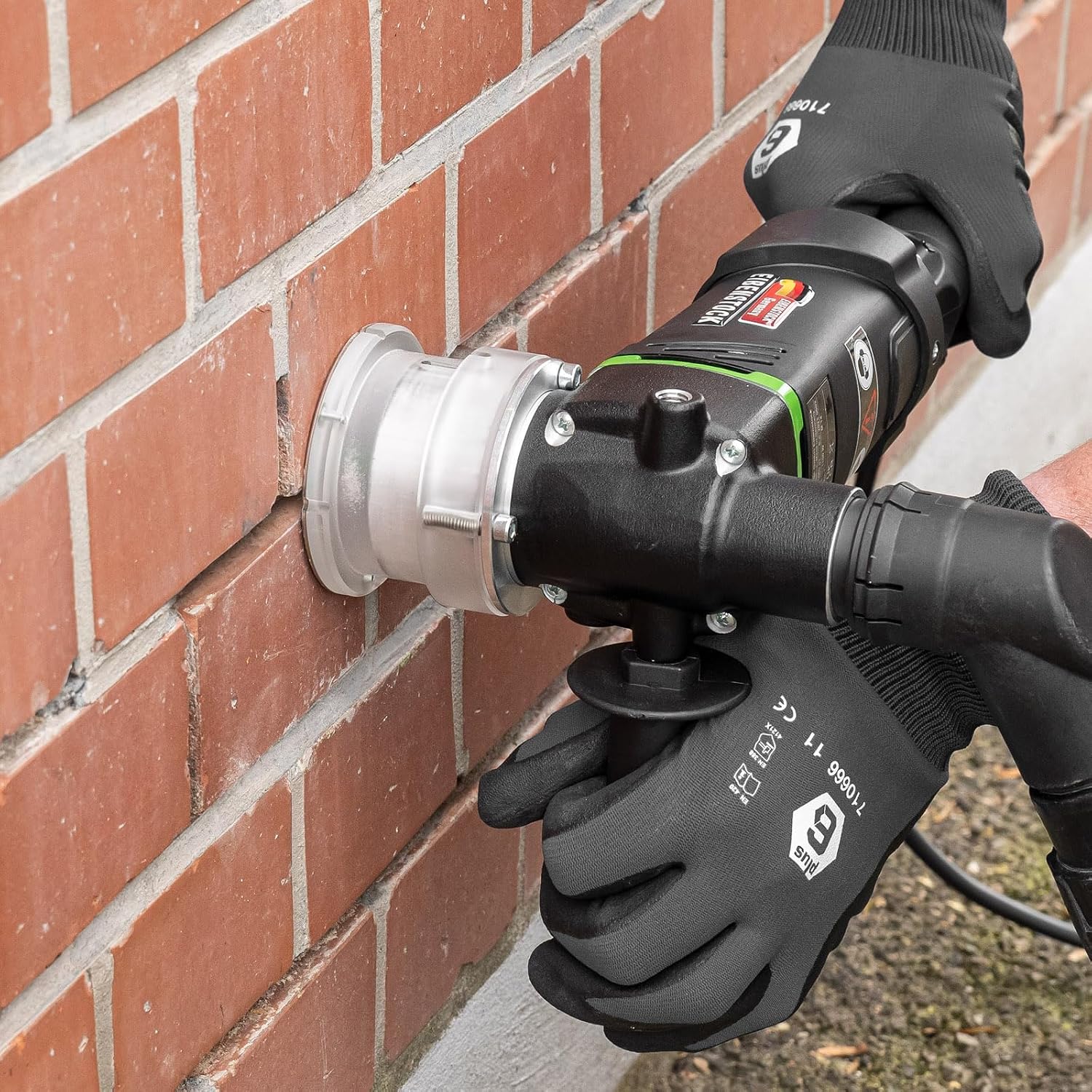 Eibenstock EFU 1200 in use on a brick wall