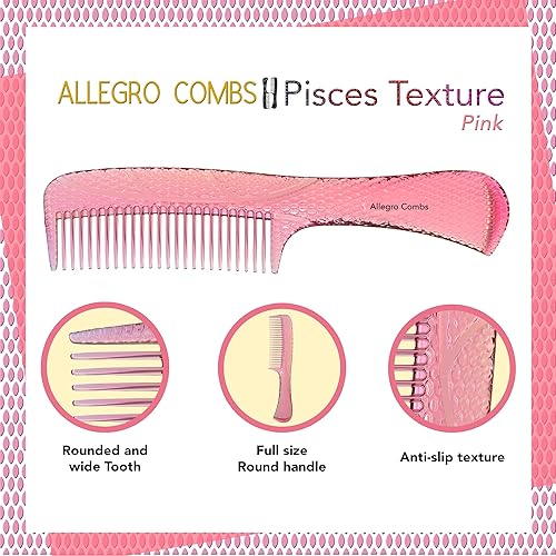 Miniatura 5 de Allegro Comb 1004 Peine desenredante de dientes anchos para mujeres, estilistas y pelo rizado, peine para hombre, 1 pieza (rosa fresco)