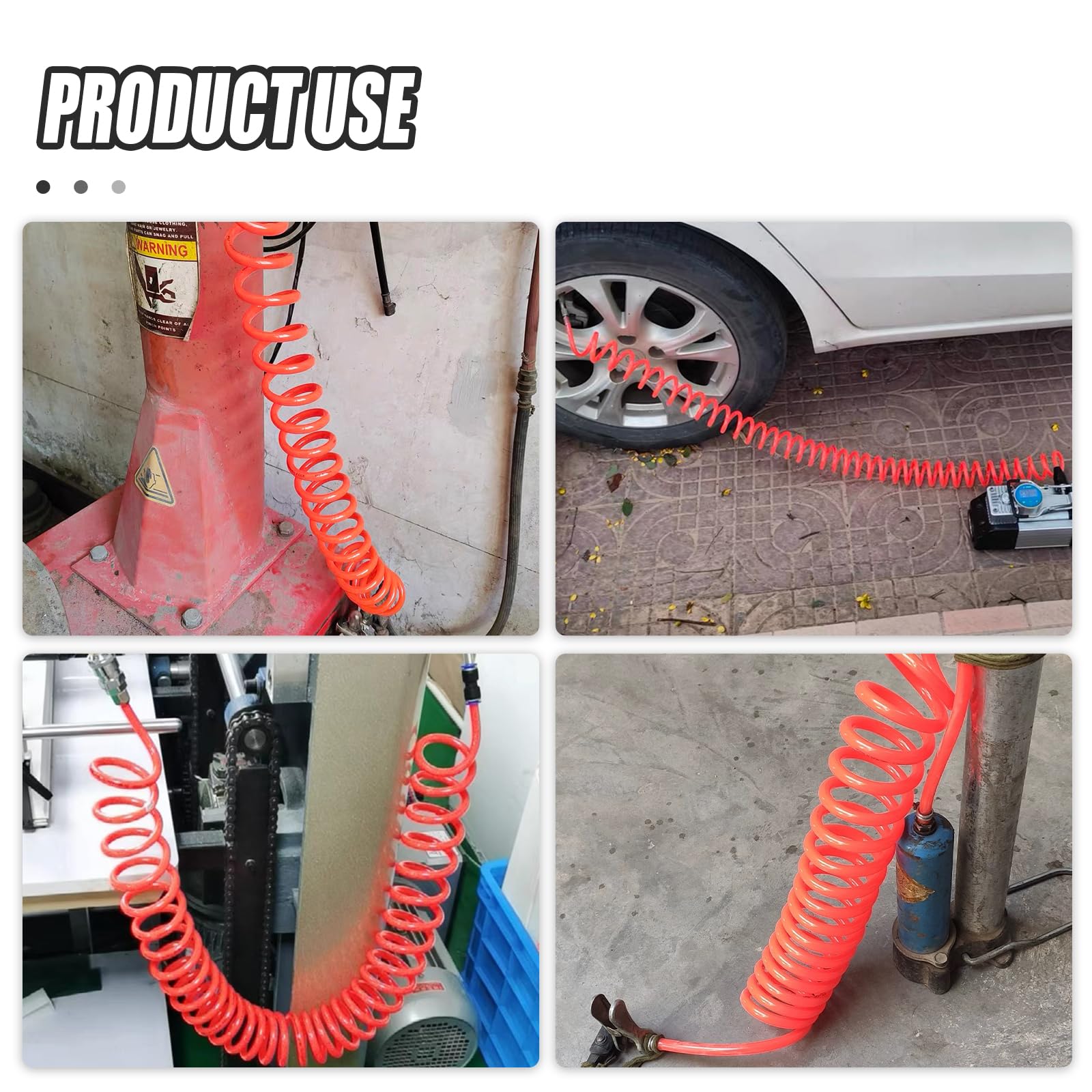1 Pezzo 12 x 8 mm tubo pneumatico autoavvolgente, 9 M tubo a molla a spirale rosso, utensili pneumatici