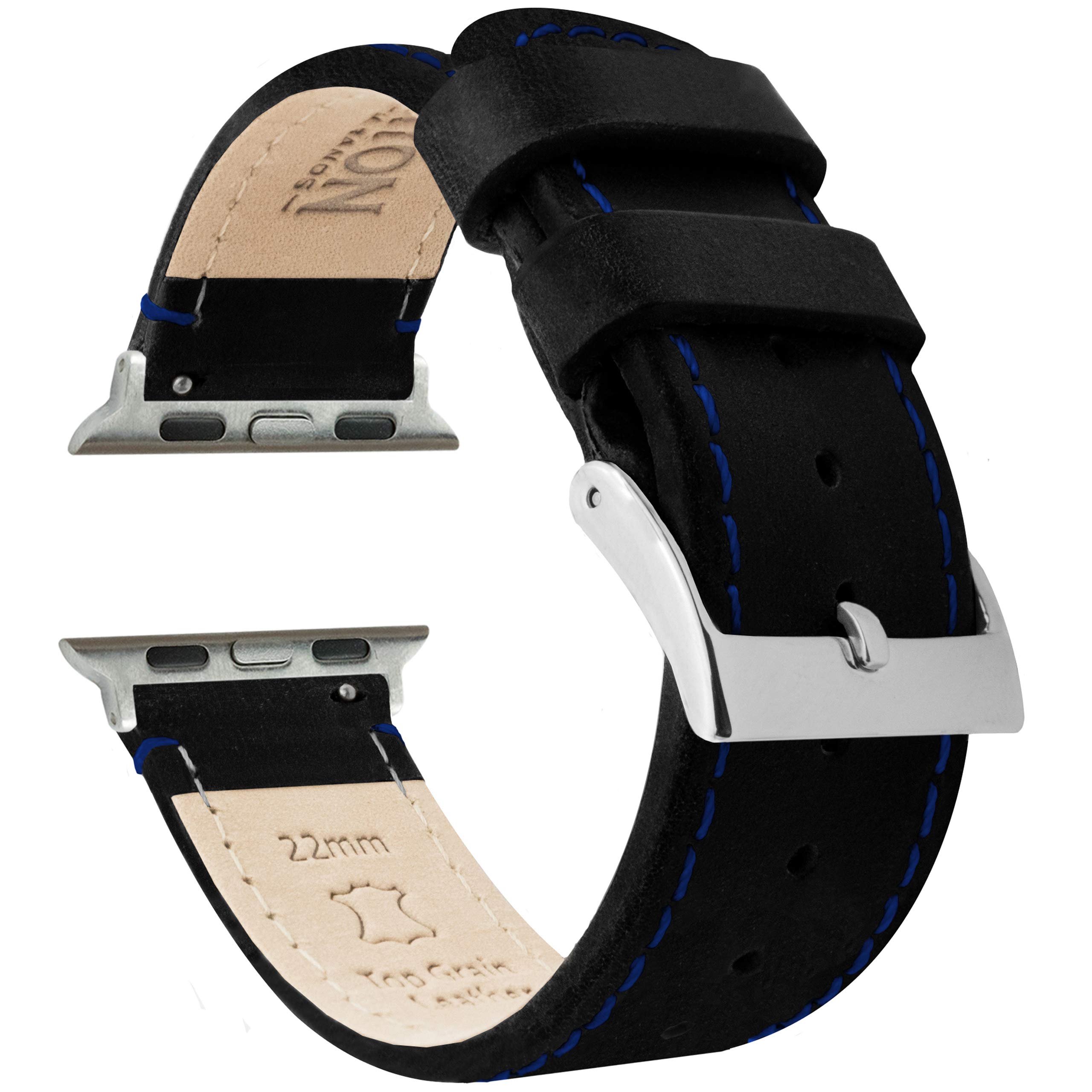 BARTON WATCH BANDS - Top Grain Leather Watch Bands Compatible with Apple Watch Models - 1, 2, 3, 4, 5, 6, 7, 8, 9, 10, SE, Ultra &amp; Ultra 2