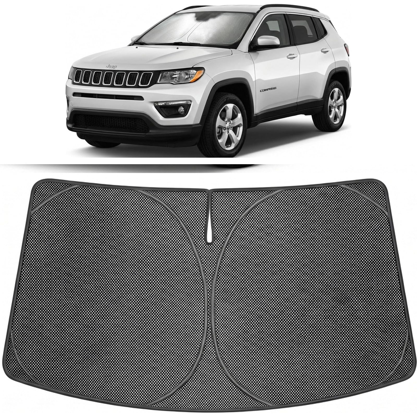 Proadsy Custom Fit 2017-2026 Jeep Compass Windshield Sun Shade, Blocks Heat