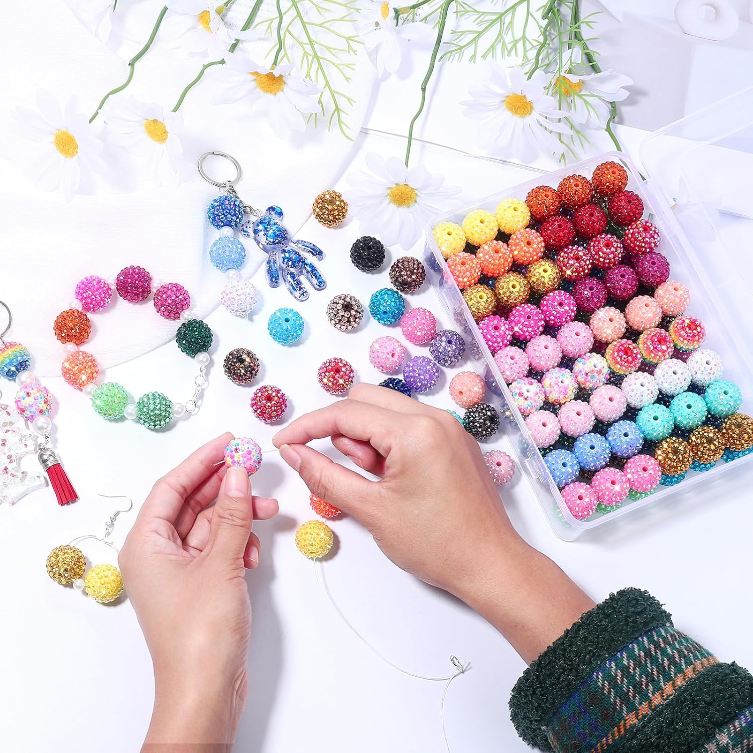 108pcs 20mm Rhinestone Beads for Pens, 36 Colors DIY Round Crystal DIY Disco Ball Resin Rhinestone Chunky Spacer Beads, Jewelry Making, Bracelets, Necklace