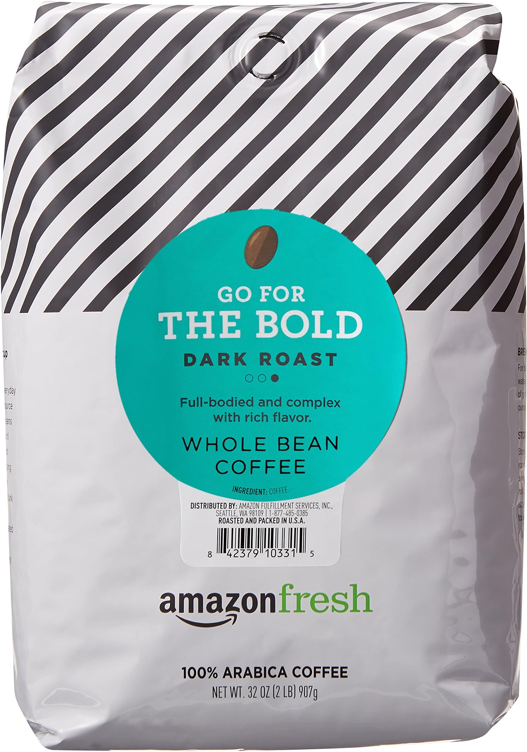 AmazonFresh Dark Roast Whole Bean Coffee, 32 Ounce (Pack of 1) - RFA