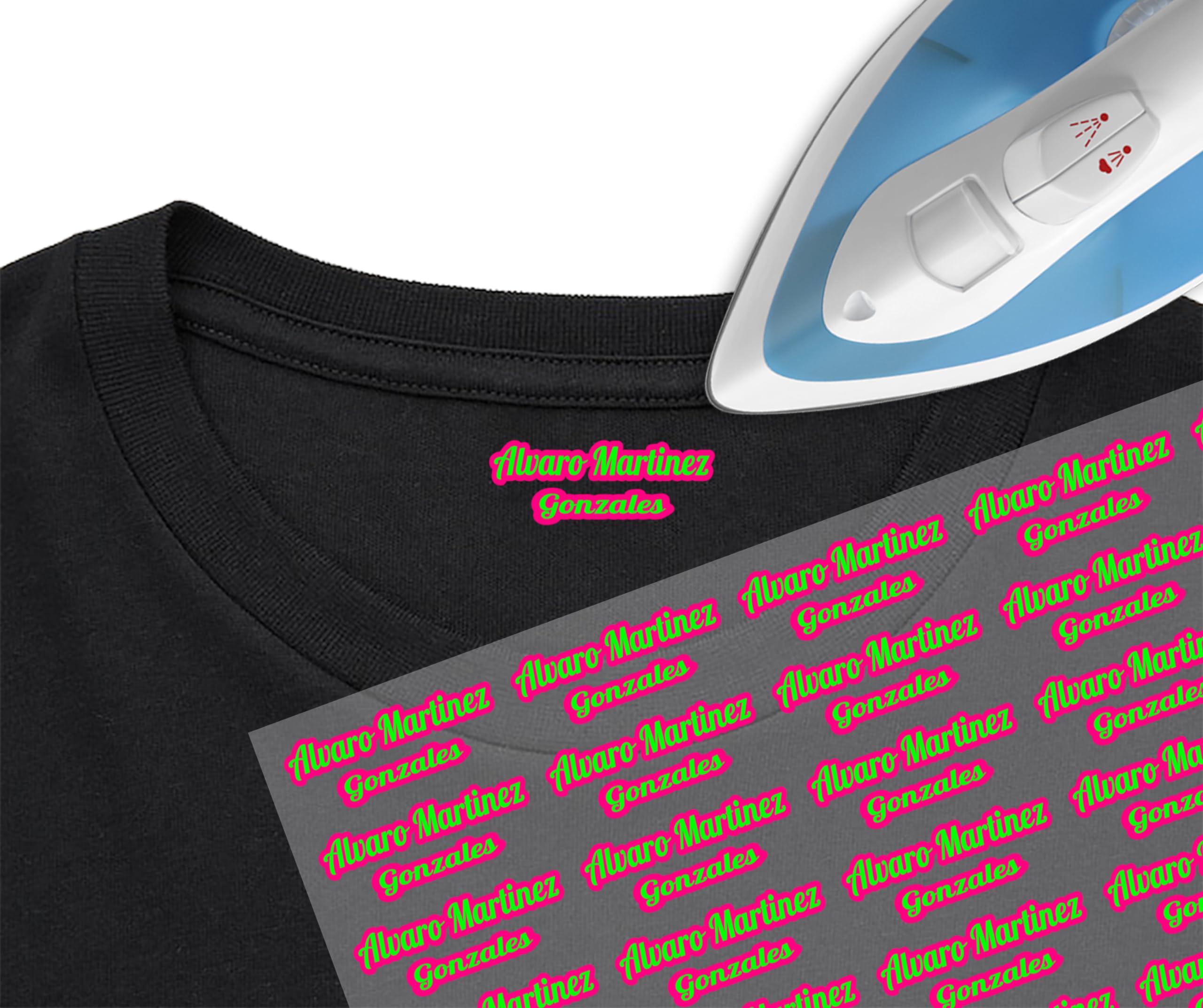 40 Etiquetas Adhesivas para Ropa Personalizadas. Medida 40mmx13mm. Mini Pegatinas termoadhesivas para planchar