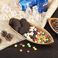 Vista 2 de Bandeja para servir Barco de la Suerte, plato de madera maciza de acacia con forma interesante para servir postres, frutas, aperitivos y ornamento