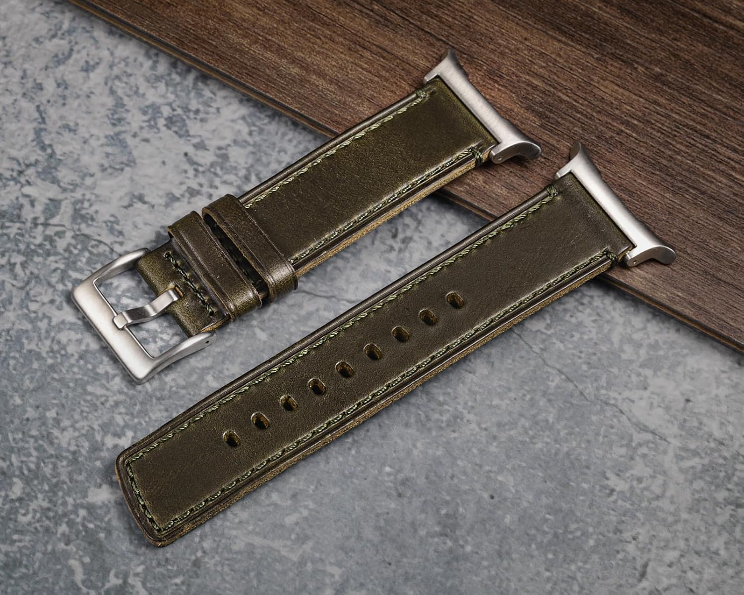Compatible with Samsung Galaxy Watch Ultra Bands (2025/2024),Vintage Horween Leather Wristband Replacement Strap for Galaxy Watch 7 Ultra Band 47mm/Watch 8 Ultra Men Women