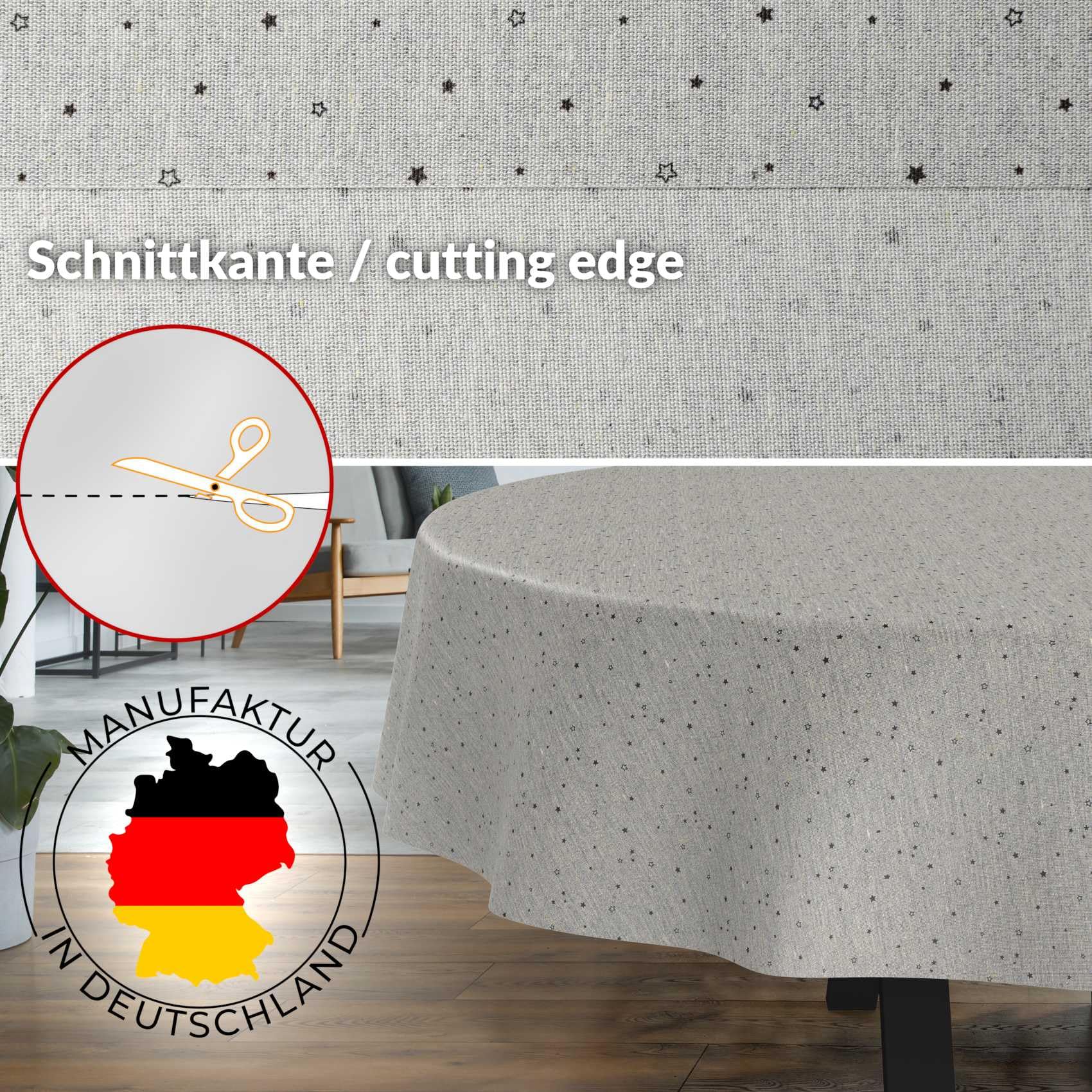 Mantel De Tela Para Mesa De Algodón Y Poliéster, Lavable, Fácil De Limpiar, Redondo, Ovalado, Rectangular, Estrella, 180 X 140 Cm, Borde De Corte