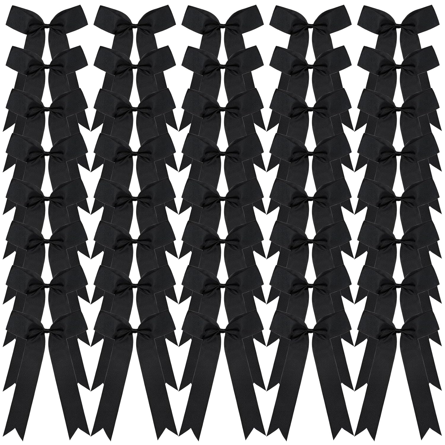 40 Pcs Long Tail Skinny Cheer Hair Bows Elastic Bands Handmade Grosgrain Ribbon Cheerleading Bows Collegiate Ponytail Holder For Girls Cheerleaders School College Sports (Long Black)