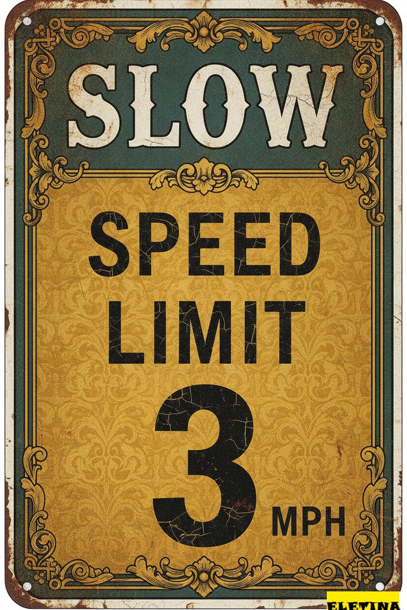 Speed Limit 3 MPH Tin Sign, 12x8 Inch Road Decor