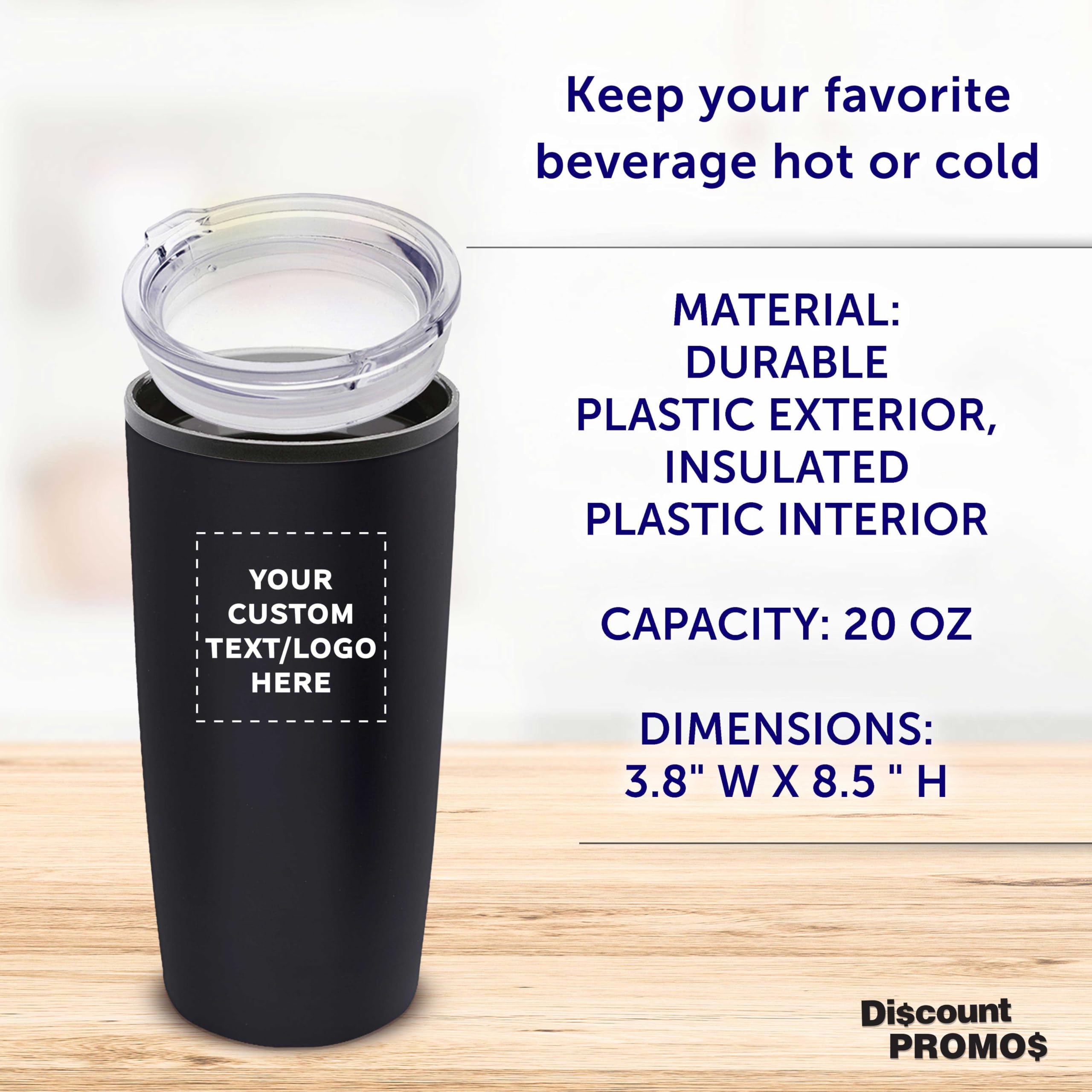 Amazon.com | Custom Plastic Tumblers 20 oz Set of 6/12/24 Personalized Bulk  Pack with Lids, Ice Coffee Tumbler, To Go Cup Insulated - Black: Tumblers &  Water Glasses