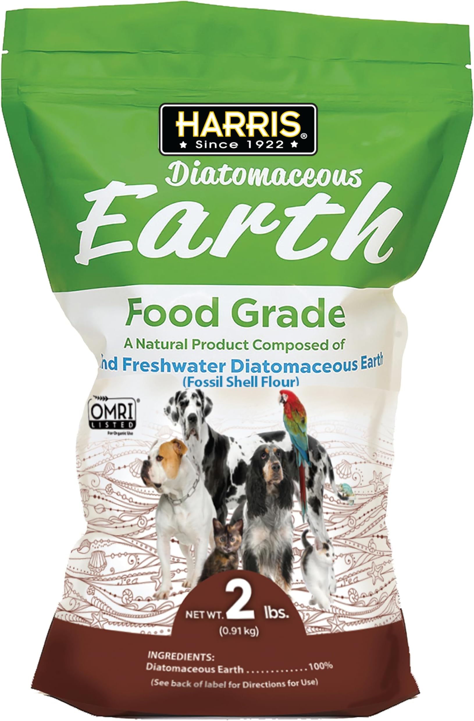 Harris Food Grade Diatomaceous Earth for Pets, Health Supplement for Cats, Dogs and Pets, 2lb