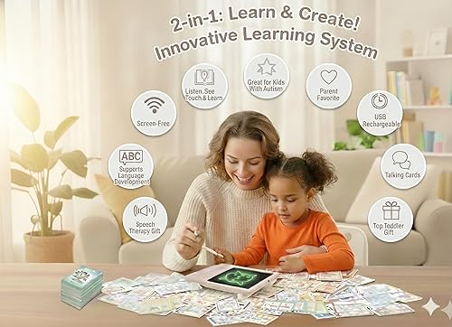 Miniatura 2 de Tarjetas flash parlantes en español e inglés para niños pequeños Tableta de escritura LCD para niños Tableta de dibujo Juguetes para niños