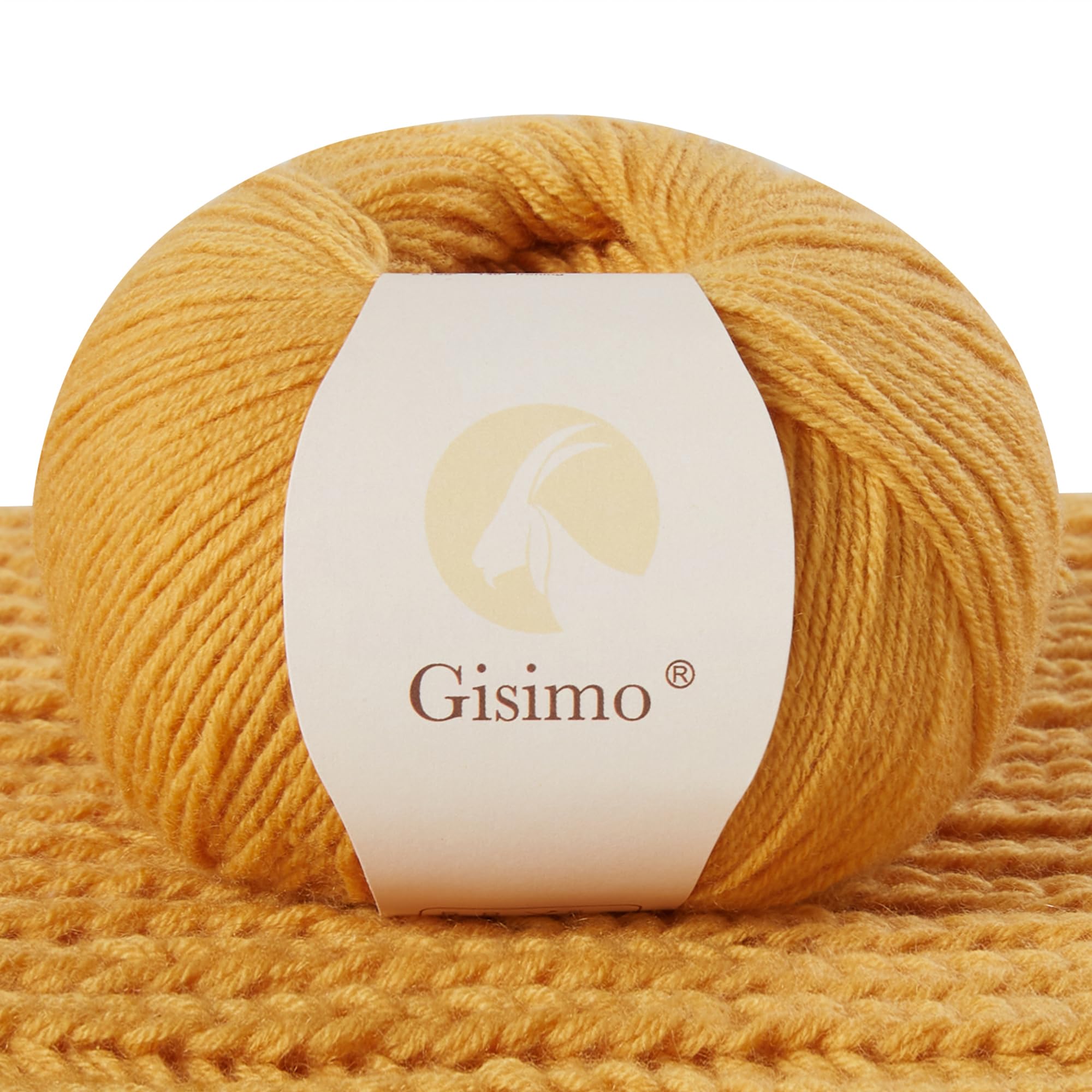 Gisimo100% Inner Mongolian Cashmere Yarn, 6-Ply Luxurious and Soft Yarn for Hand Knitting & Crocheting (Pumpkin Yellow, 1 Ball)