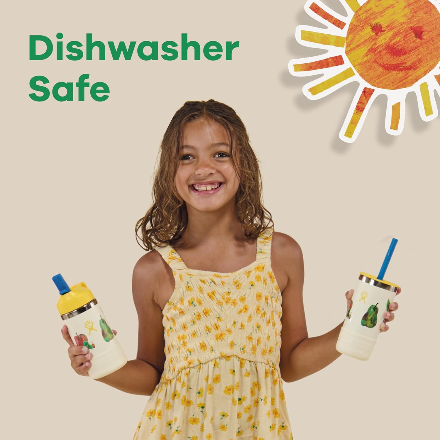 Hydro Flask Kids 12 Oz Tumbler with Lid and Straw for School - Insulated Stainless Steel World of Eric Carle™ Caterpillar