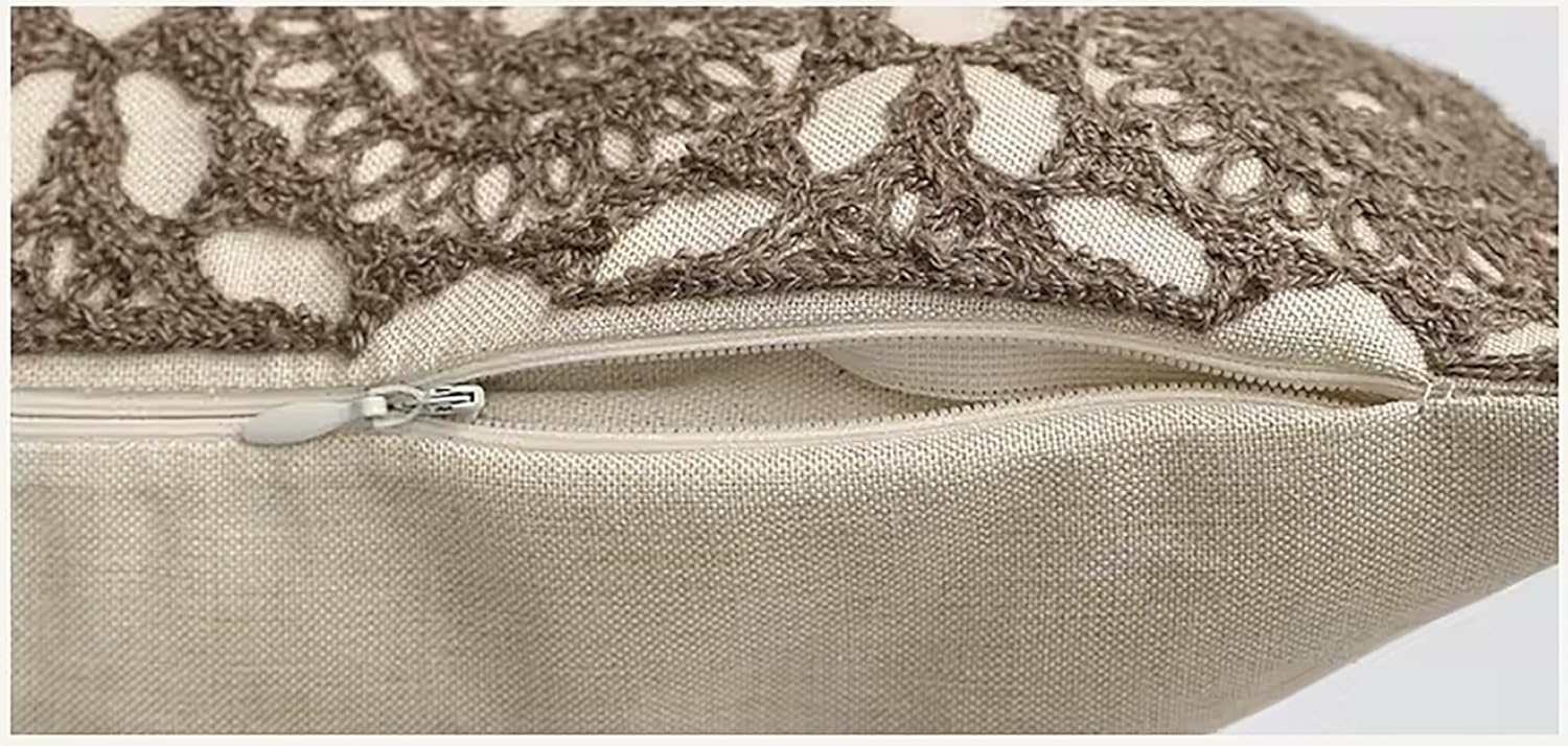 Fennco Styles Embroidered Lace Floral Decorative Lumbar Throw Pillow Cover 12" W X 20" L – Brown Kaleidoscope Cushion Case for Couch, Sofa, Bedroom, Office and Living Room Décor