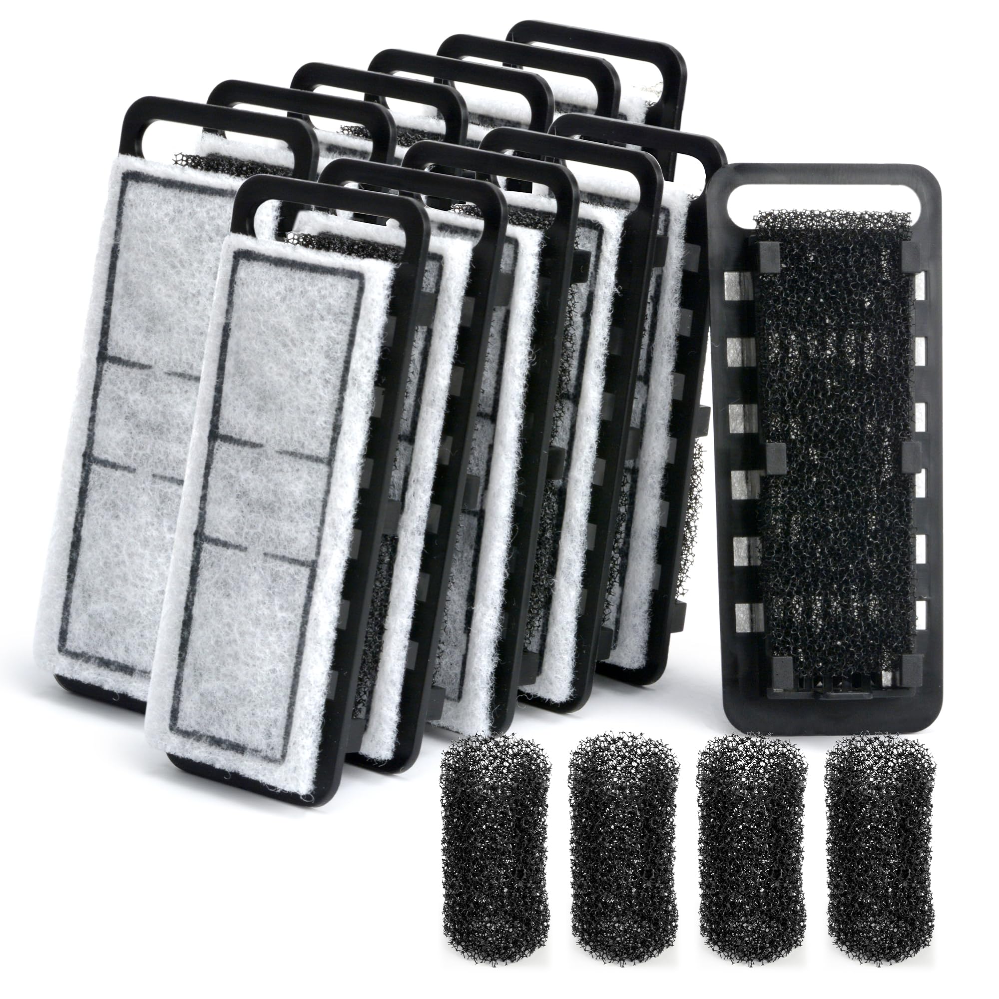 NICREW Slim Aquarium Filter Cartridges (12 pcs) with Intake Sponges (4 pcs)