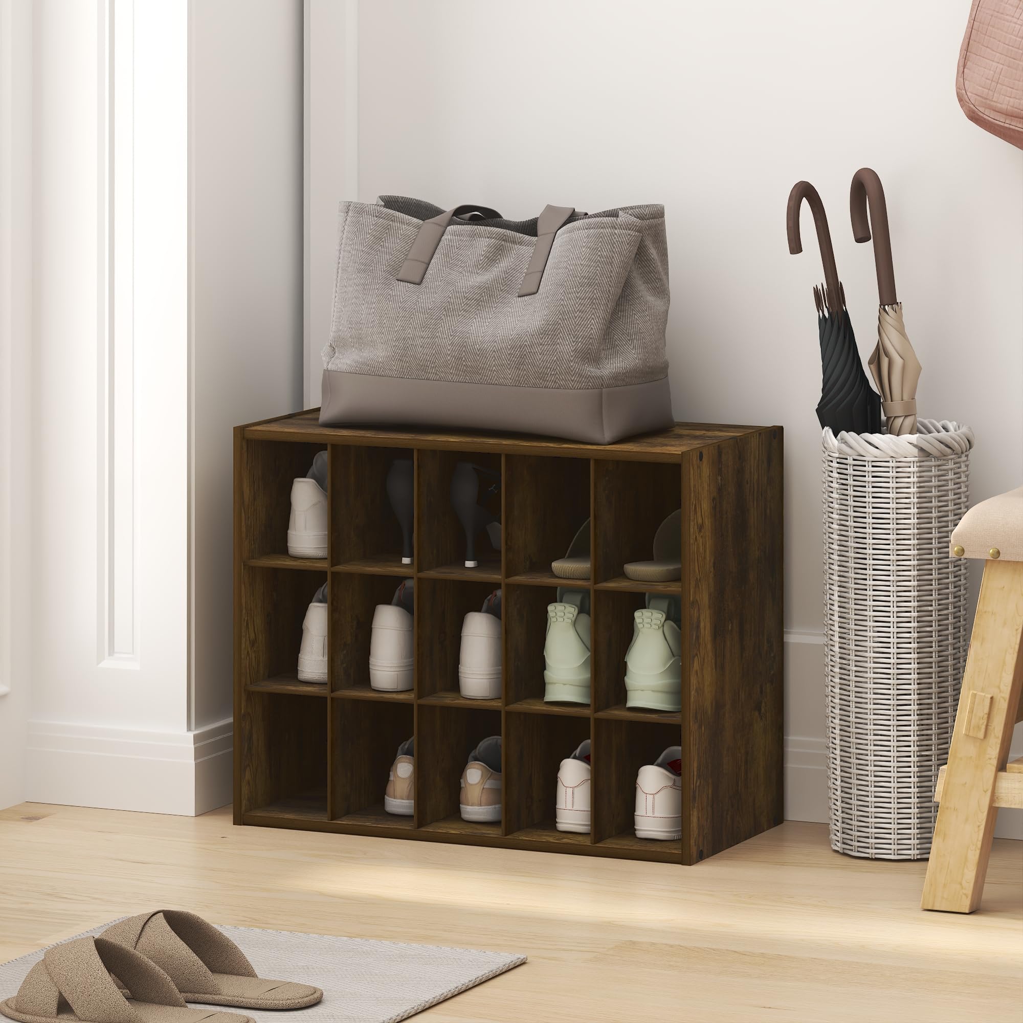 Organisateur chaussures 15 cases meuble de rangement empilable 61 cm