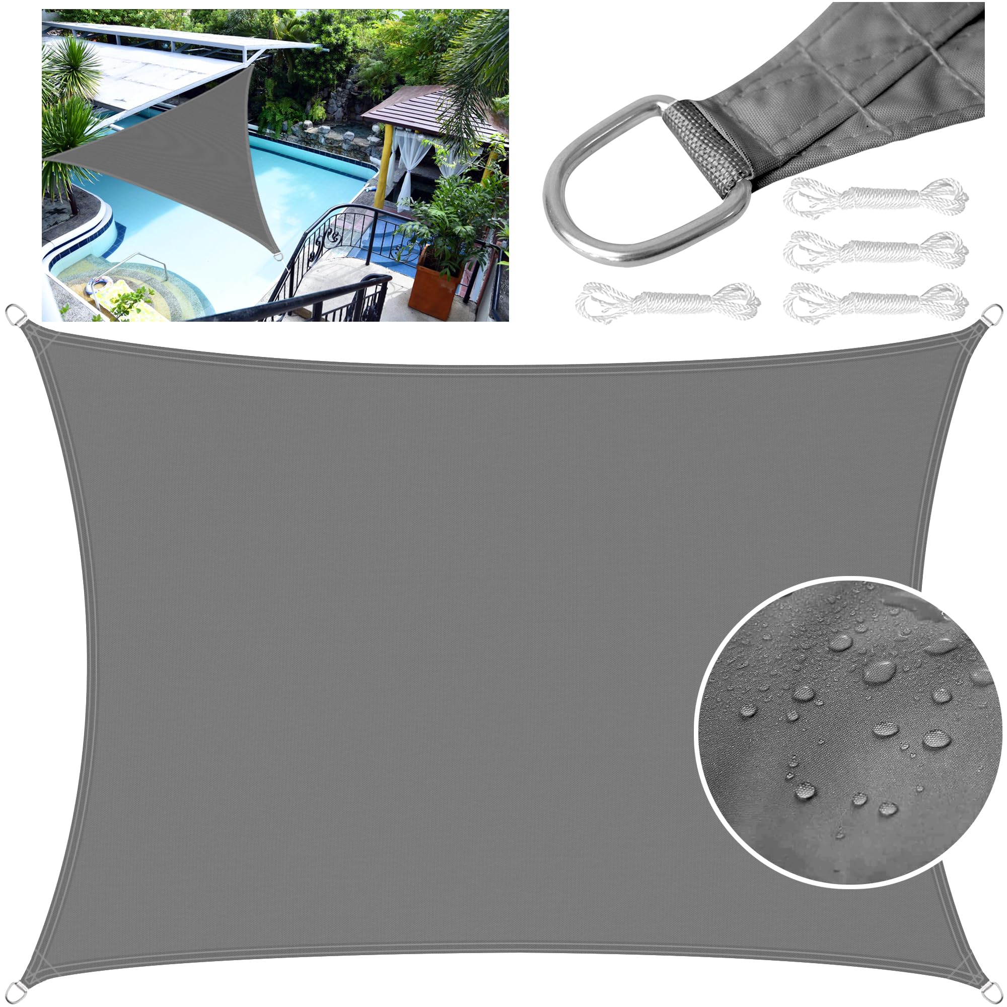 LEcylankEr Vela Ombreggiante Esterno, Vela Ombreggiante Anti UV | Vela Ombreggiante Impermeabile, Adatto per Giardini, Terrazze, Piscine