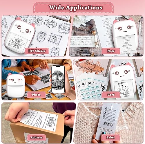 Miniatura 2 de Mini impresora portátil impresora térmica de bolsillo con 7 rollos de papel impresora inteligente inalámbrica Bluetooth para foto foto oficina