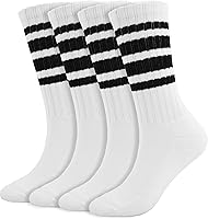 BomKinta Women's Retro Striped Crew Socks - Stretchy Cotton Blend Novelty Socks, Casual Athletic Fit Size 5-10 Multipack
