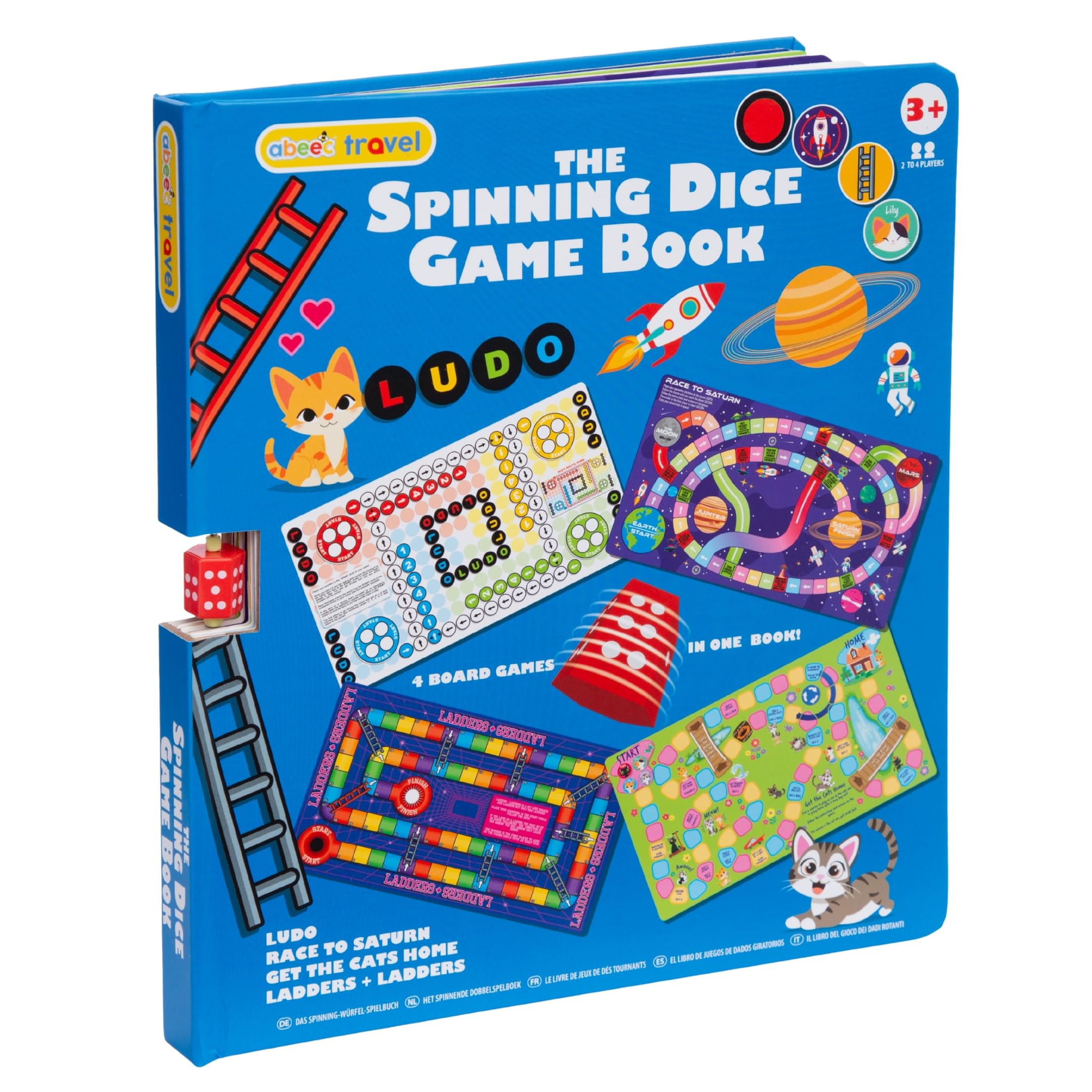 abeec Spinning Dice Game Book, 4-in-1 Portable Board Game Collection with Built-In Spinner & Counters - Image 2
