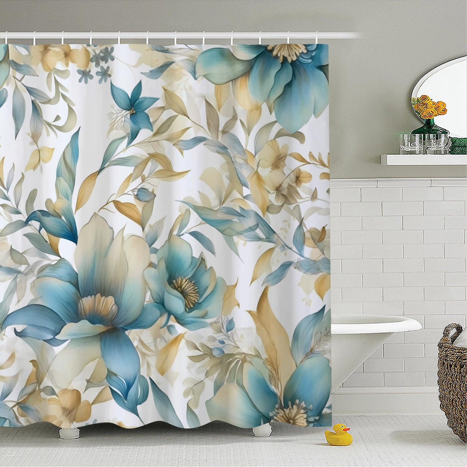 Rideau de douche imperméable bohème bleu sarcelle 183x198 cm
