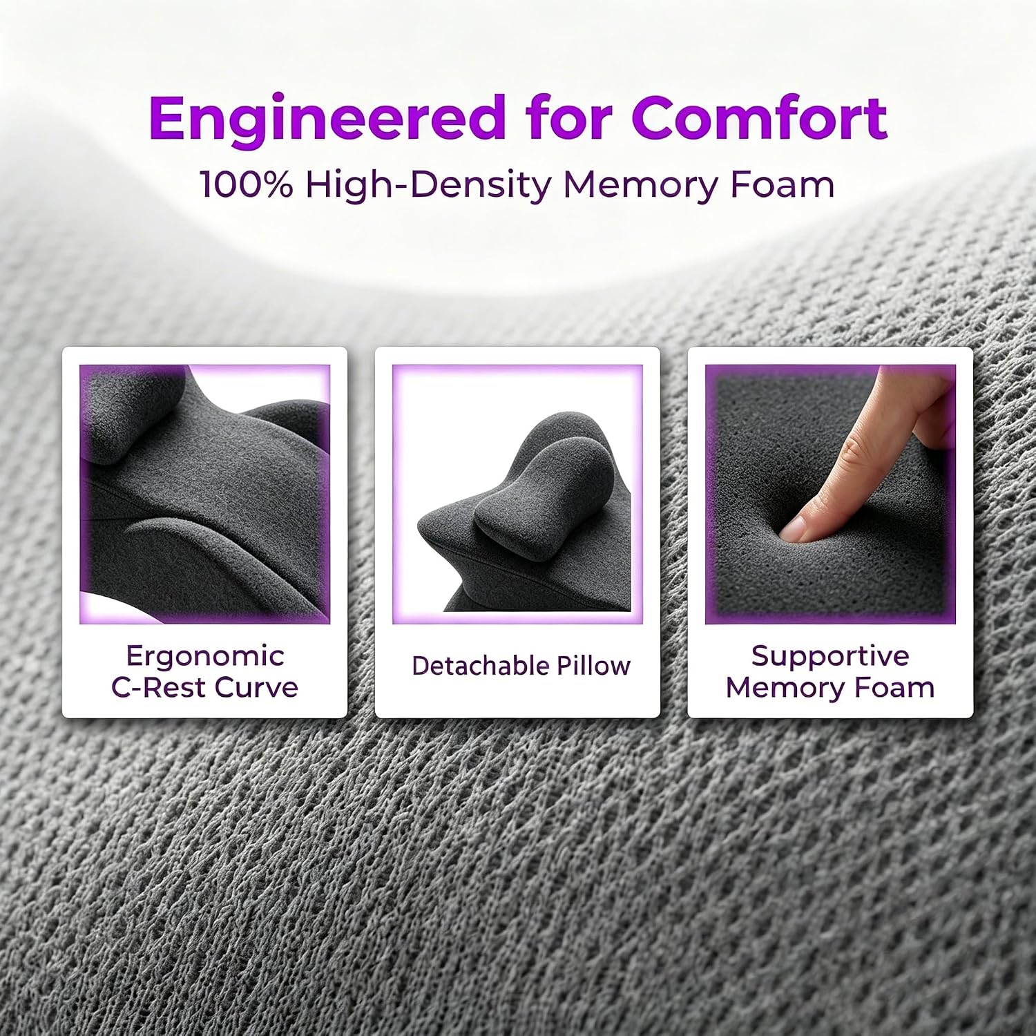 Ergonomic Memory Foam Wedge Pillow, 27° Angled Support for Back & Lumbar, Multi-Position Support Pillow for Sitting, Reading & Relaxing (Black)