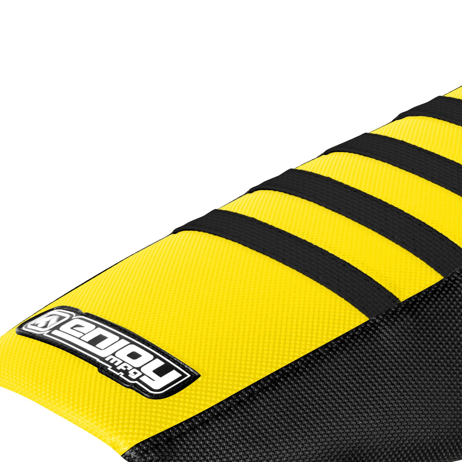 Enjoy MFG Ribbed Seat Cover - Compatible fit for Suzuki DRZ 400 - Black Sides/Yellow Top/Black Ribs #70