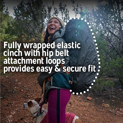 Miniatura 3 de Kelty Funda de lluvia para mochila, cubierta a prueba de agua para senderismo y mochilero, 30 a 105 litros, cincha elástica, bolsillo integrado para