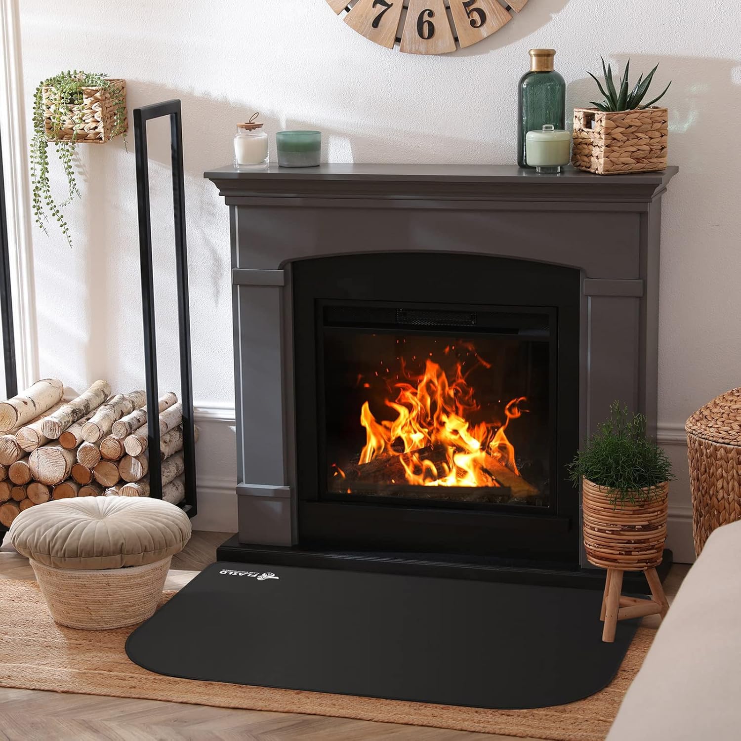 FLASLD Fireplace Hearth Mat, 32×48 inch Grill Mat Under Desk, Double-Sided Fireproof Fireplace Rugs for Fire Pit, Grill Pad for Outdoor Grill, Fireplace, Stove, Smokers, BBQ
