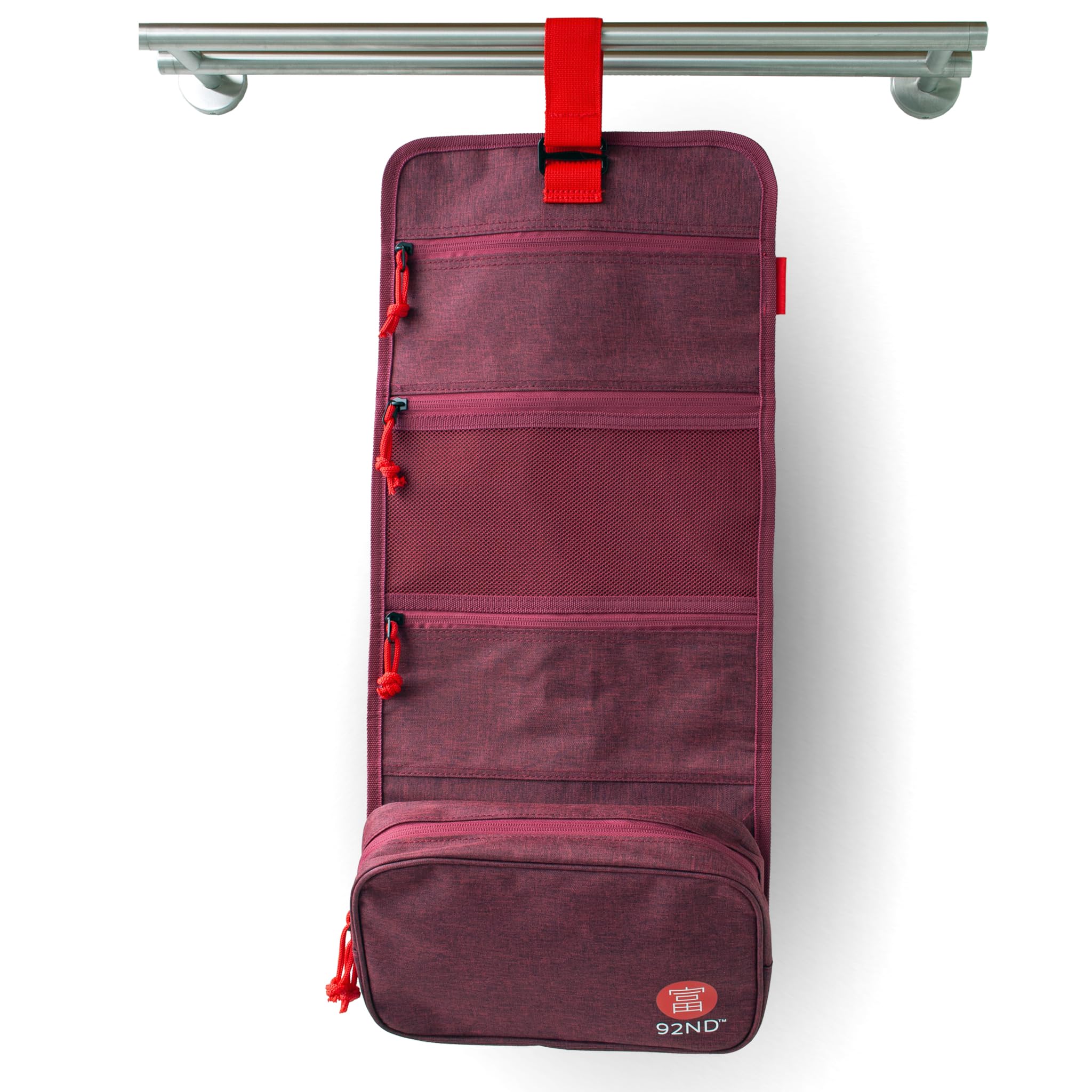 92ND.Supply, Trousse de toilette pour homme, Trousse de toilette pour homme à suspendre, Tous les compartiments avec fermeture éclair, Beaucoup d'espace de rangement grâce à la sangle réglable