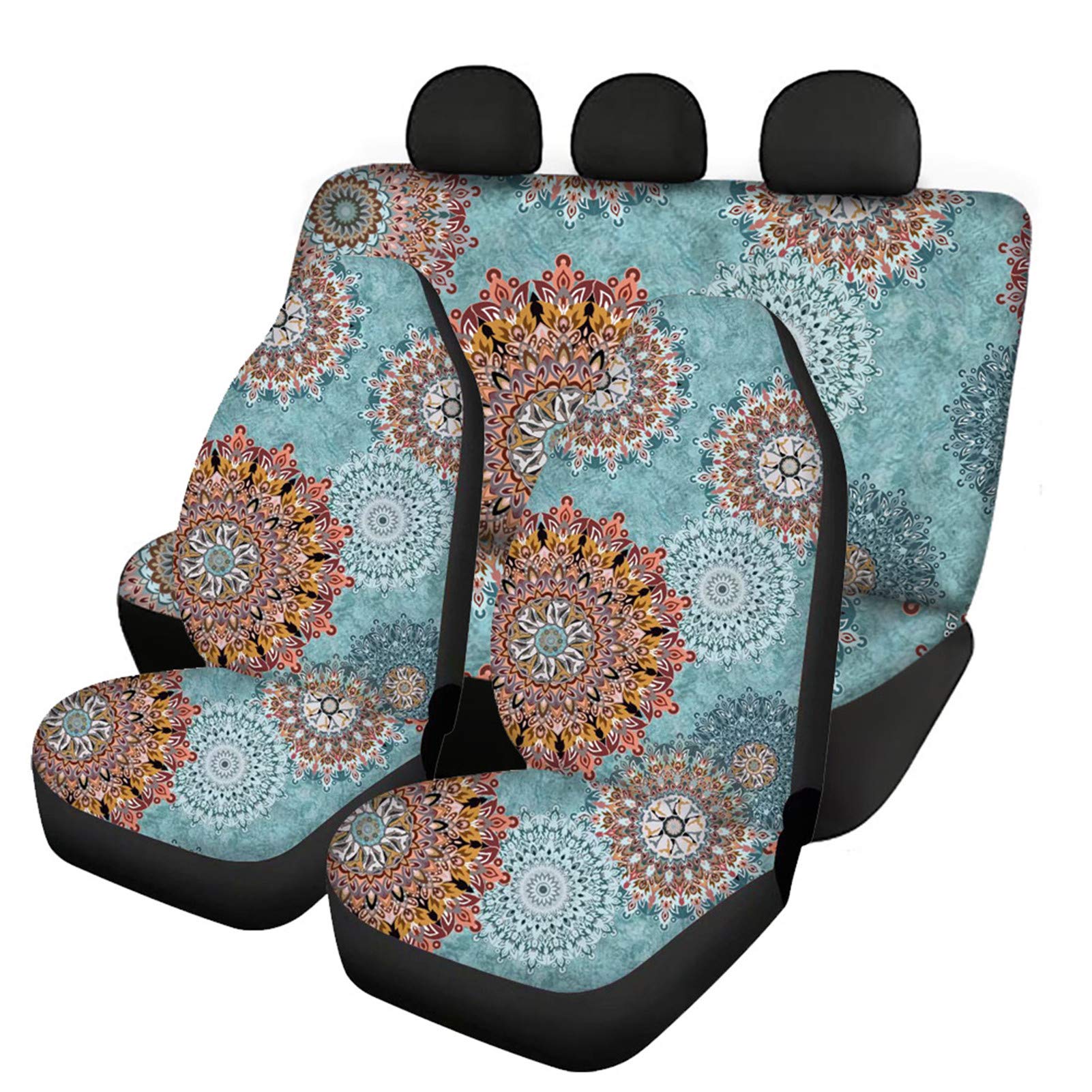 Belidome Boho Mandala Fiore Coprisedili Universali per Auto Elasticizzati Accessori Auto Decorativi Protezione da Sporco