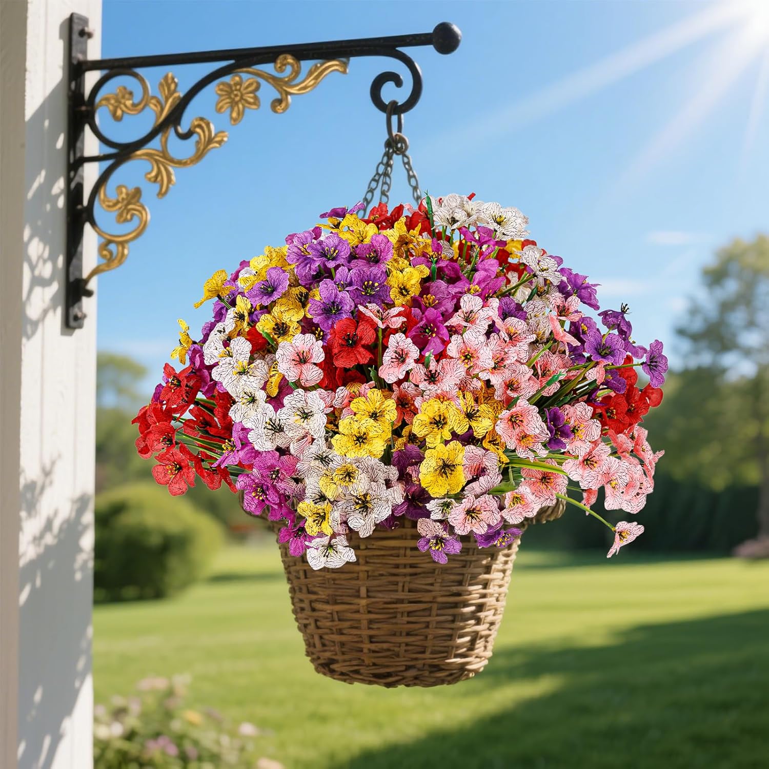 24 Bundles Artificial Flowers for Outdoor Indoor Garden Home Decoration, Plastic Flowers Decoration,Artificial Plants for Indoor Outside Garden Home Wedding Farmhouse (Mix 6 Color) - Image 3