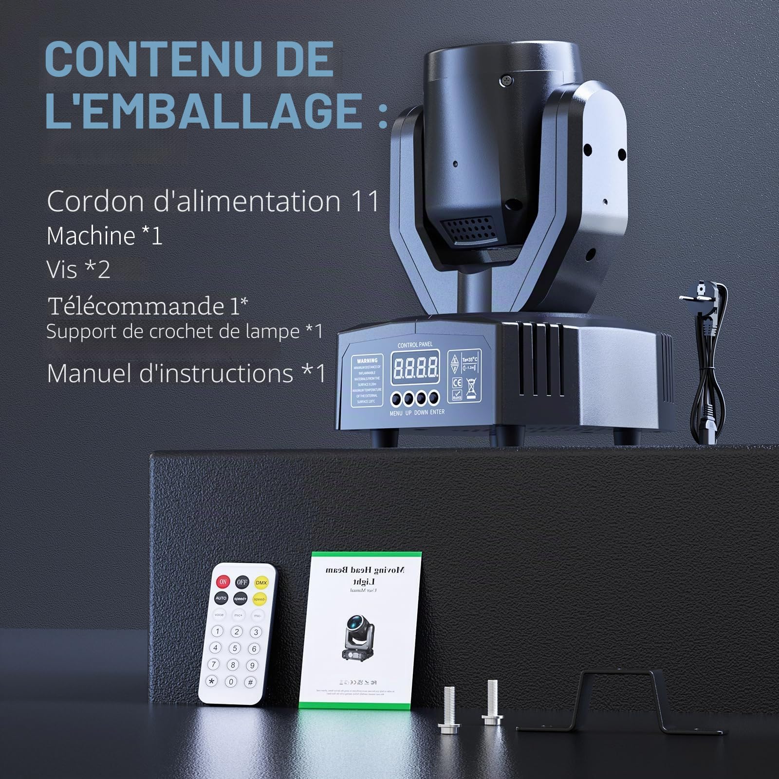 Lyre LED 30W, 2PCS Lumière DJ Éclairage de Scène à Tête Rotative, Faisceau RGBW Las Vert DMX512 Activé par le Son avec Télécommande, pour Fête DJ Bar Mariage Disco Maison