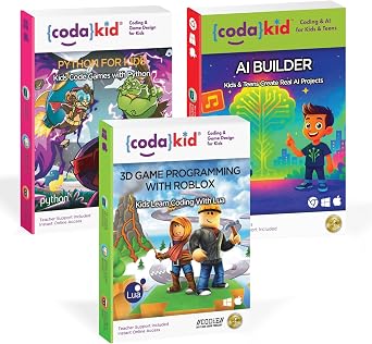 CodaKid Coding Bundle for Kids Roblox, Python & AI Courses | Winning STEM Learning Program with Live Mentoring | Learn Lua, Python & AI Programming | Ages 9+ | 12-Month Access PC & Mac