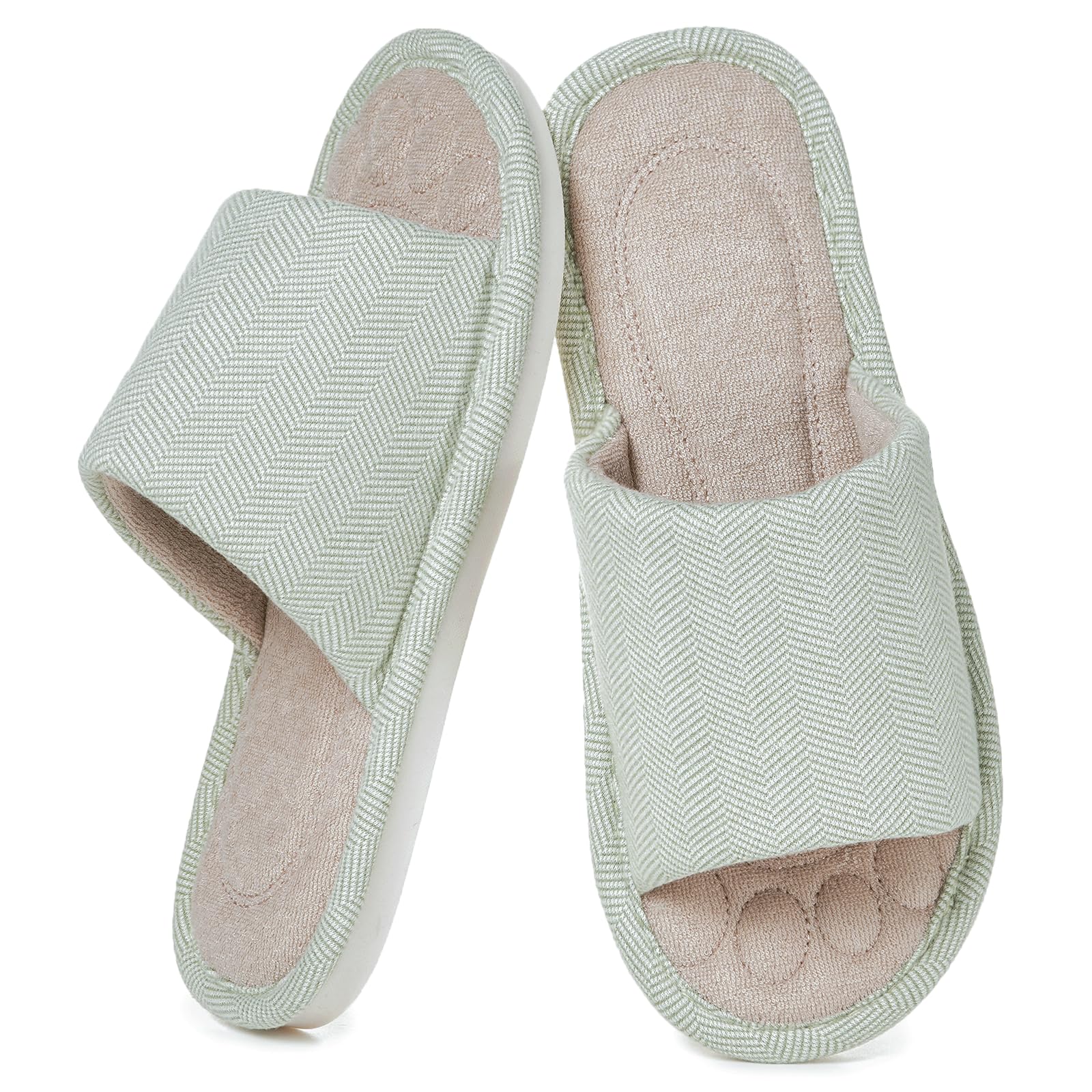 Pantofole Donna Uomo Comode Memory Foam Traspirante Cotone Ciabatte Antiscivolo Punta Aperta Scarpe da Casa Slippers Estate