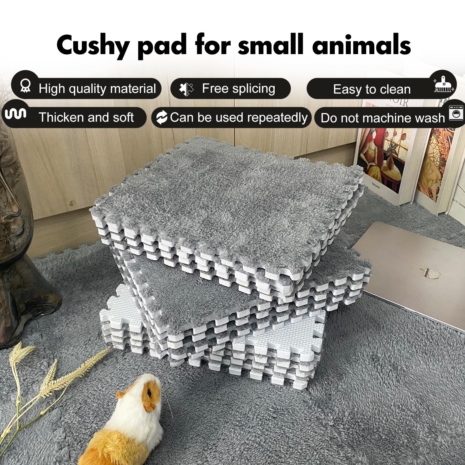 RUBYHOME Meerschweinchen-Käfigmatte, waschbar, wiederverwendbar, Meerschweinchen-Fleece-Einlagen, weich, warm, Kaninchen, Bodenmatte, Decke, Bett für Laufstall, Kiste, 30 x 30 cm, 12 Stück