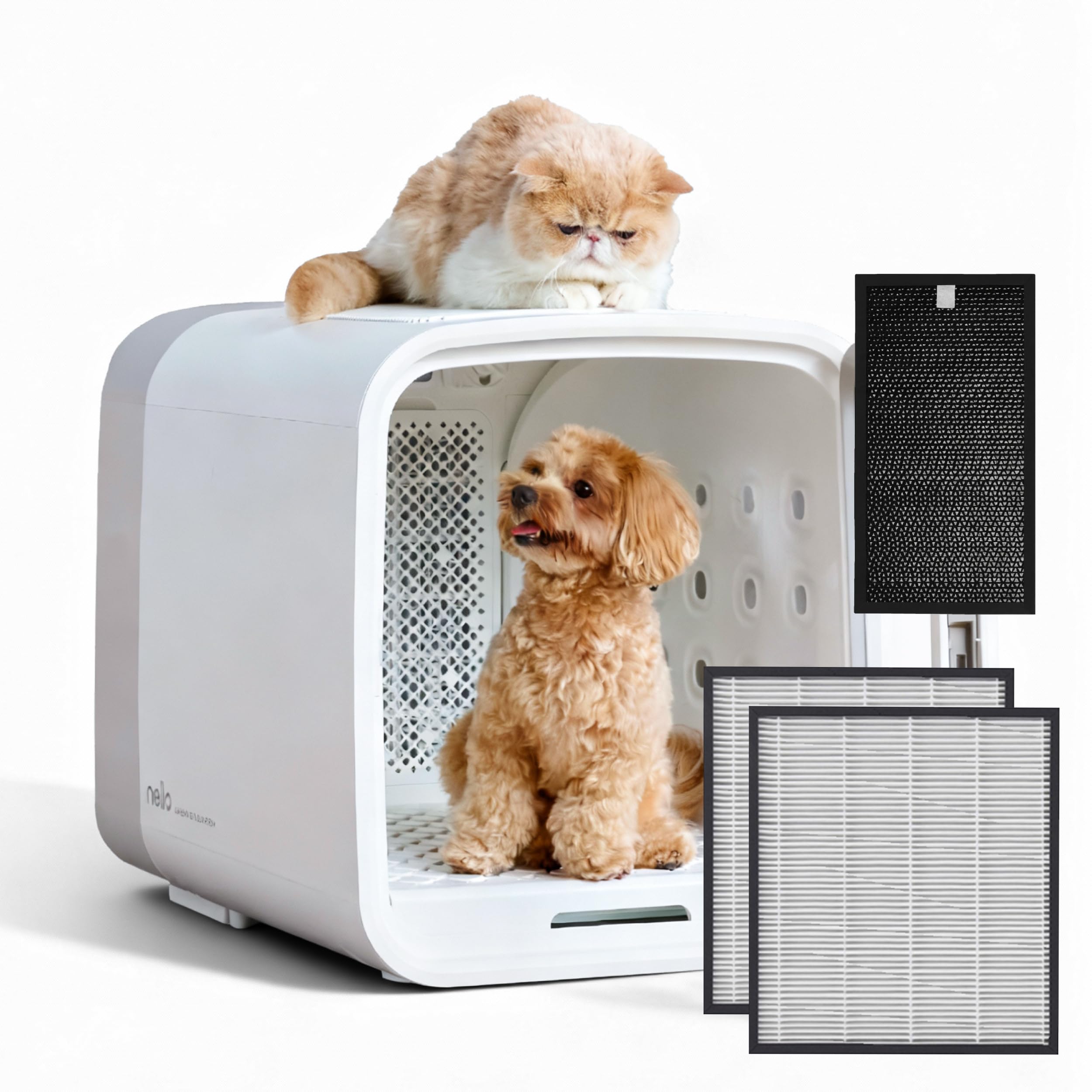 nelloペットドライヤー ホワイト 新モデル Amazon | nello ペットドライルーム＋Deo 日本製モーター 獣医師