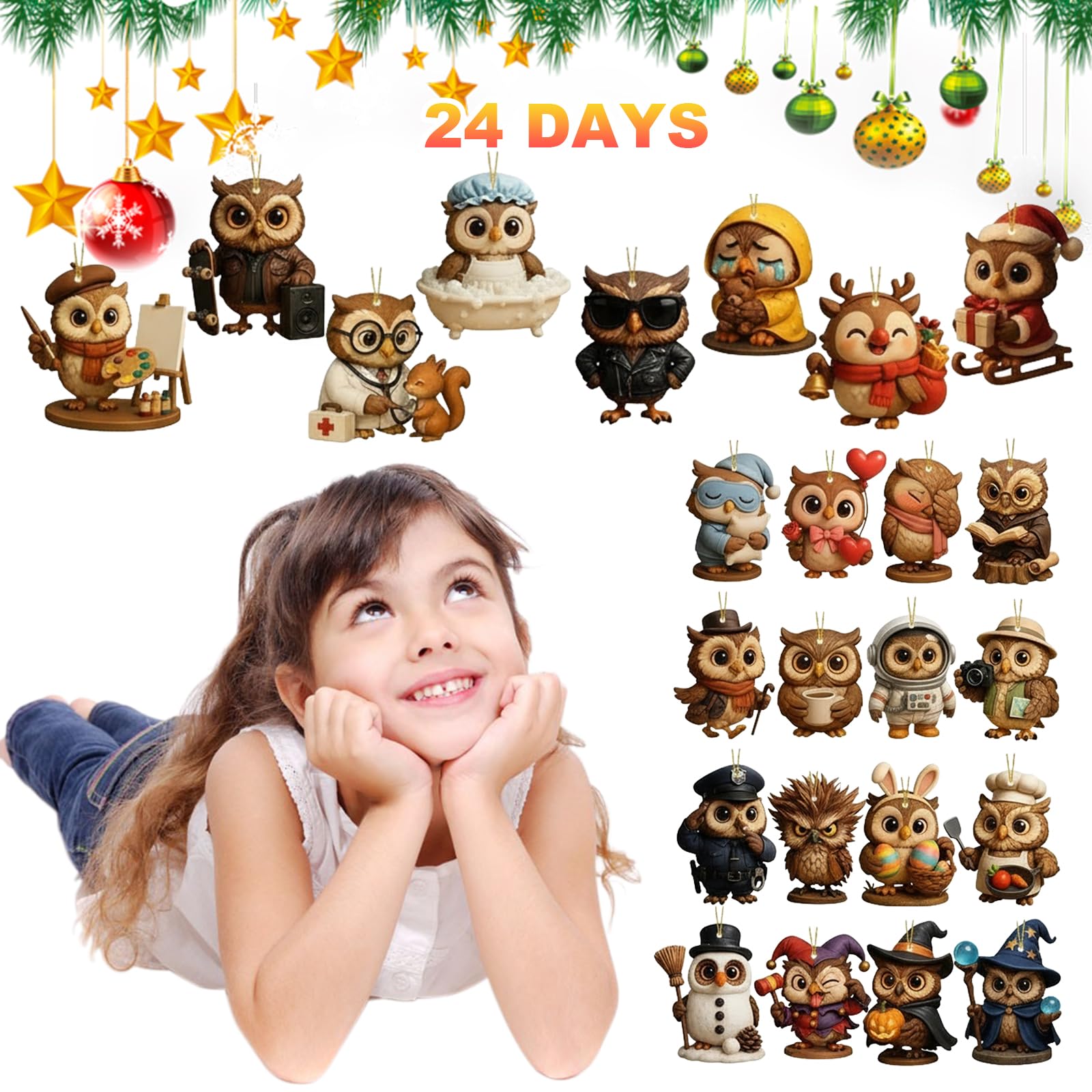 Calendario de Adviento de Búho 2025 con 24 Mini Figuras para Coleccionistas y Amantes de Búhos