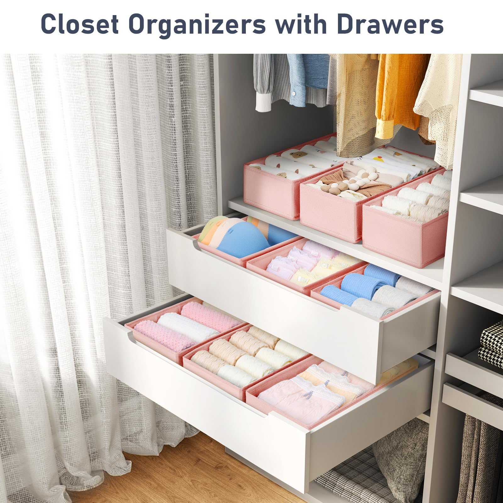 Organisateur De Tiroir 9 Cases - Pour Chaussettes, Sous-vêtements - Tissu Gris - 31x31x8 Cm - Gain De Place